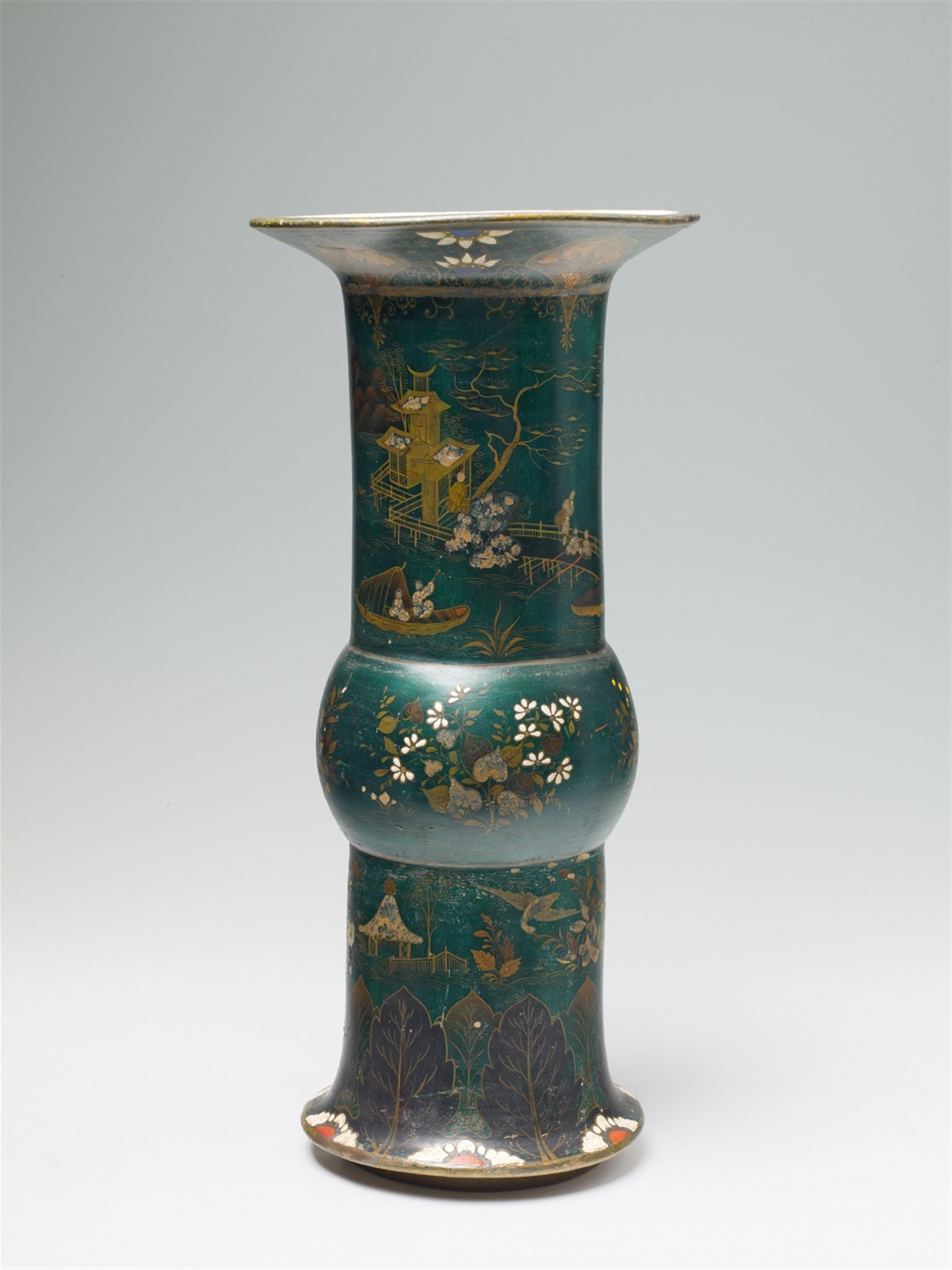 A large, green lacquered faience vase - image-1