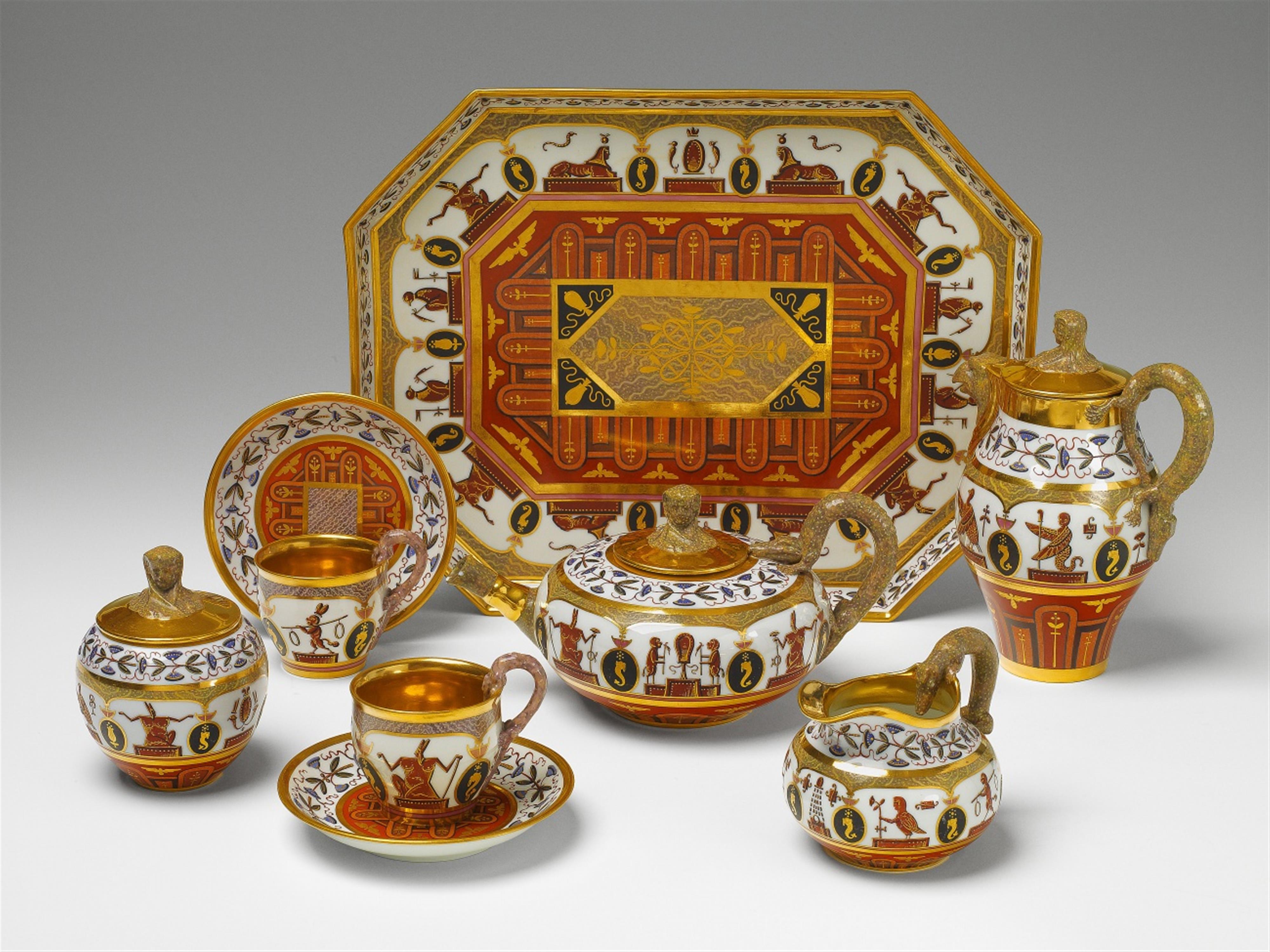 A rare Berlin KPM porcelain tête-à-tête decorated in the Egyptian taste - image-1