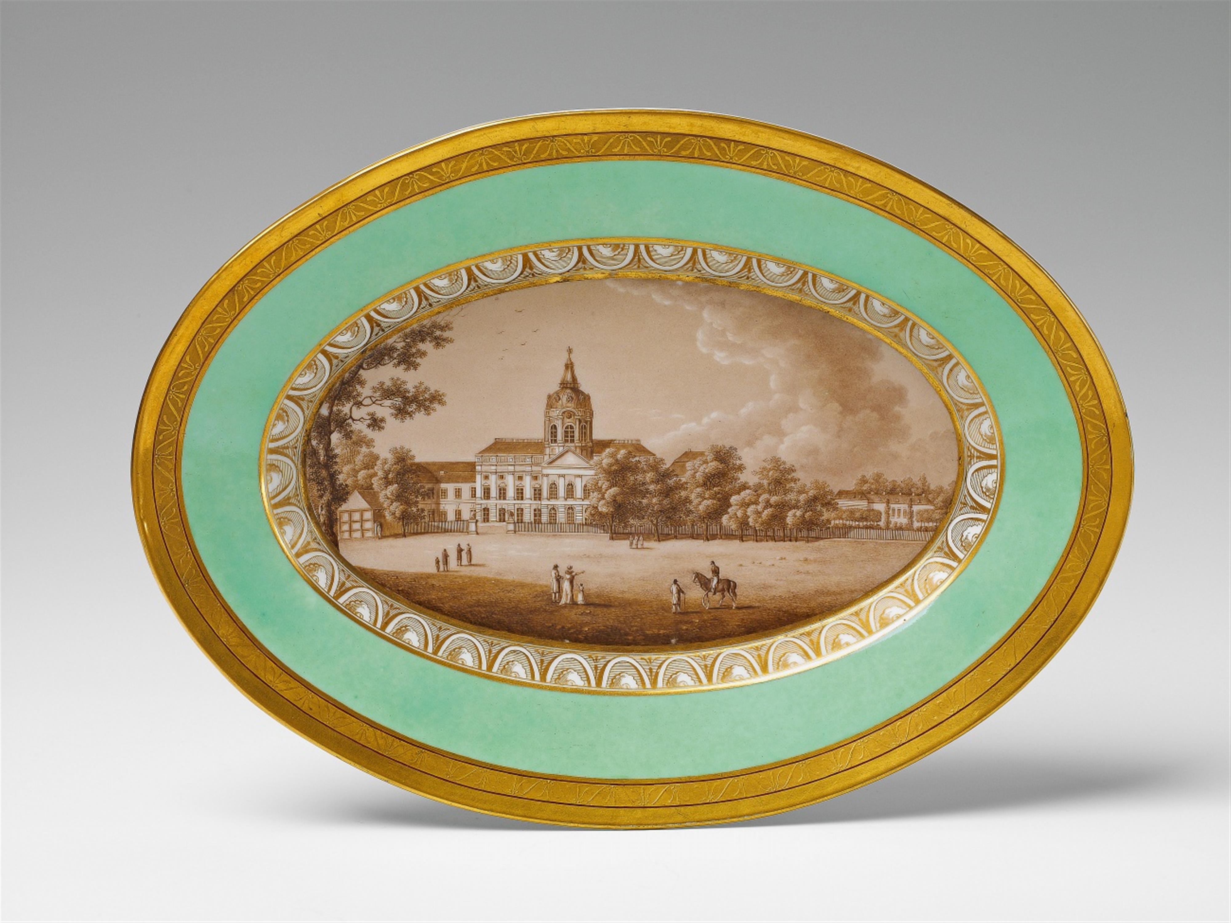 A Berlin KPM porcelain platter with a view of Charlottenburg palace - image-1