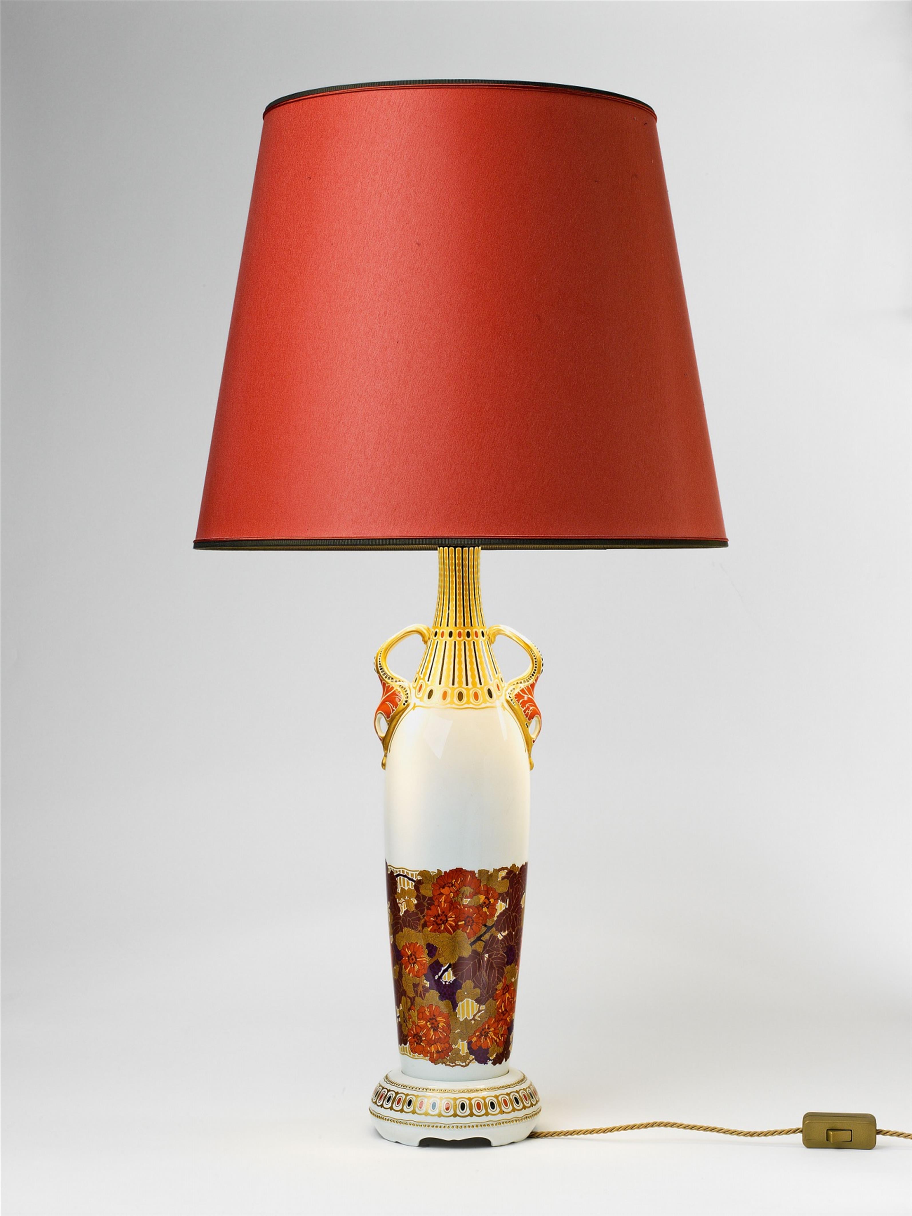 A Berlin KPM jugendstil porcelain vase mounted as a lamp - image-1