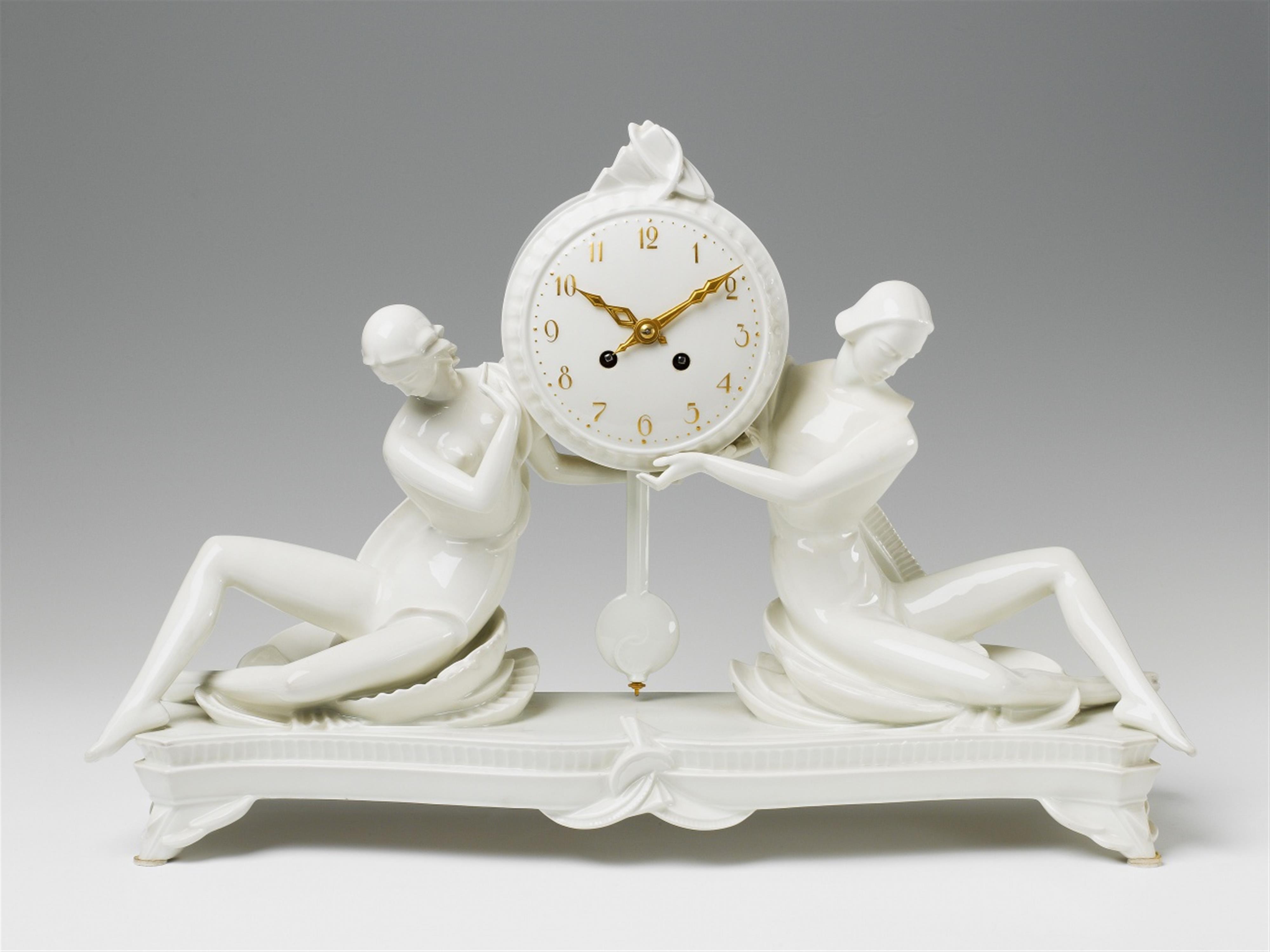 A large Berlin KPM porcelain clock - image-1
