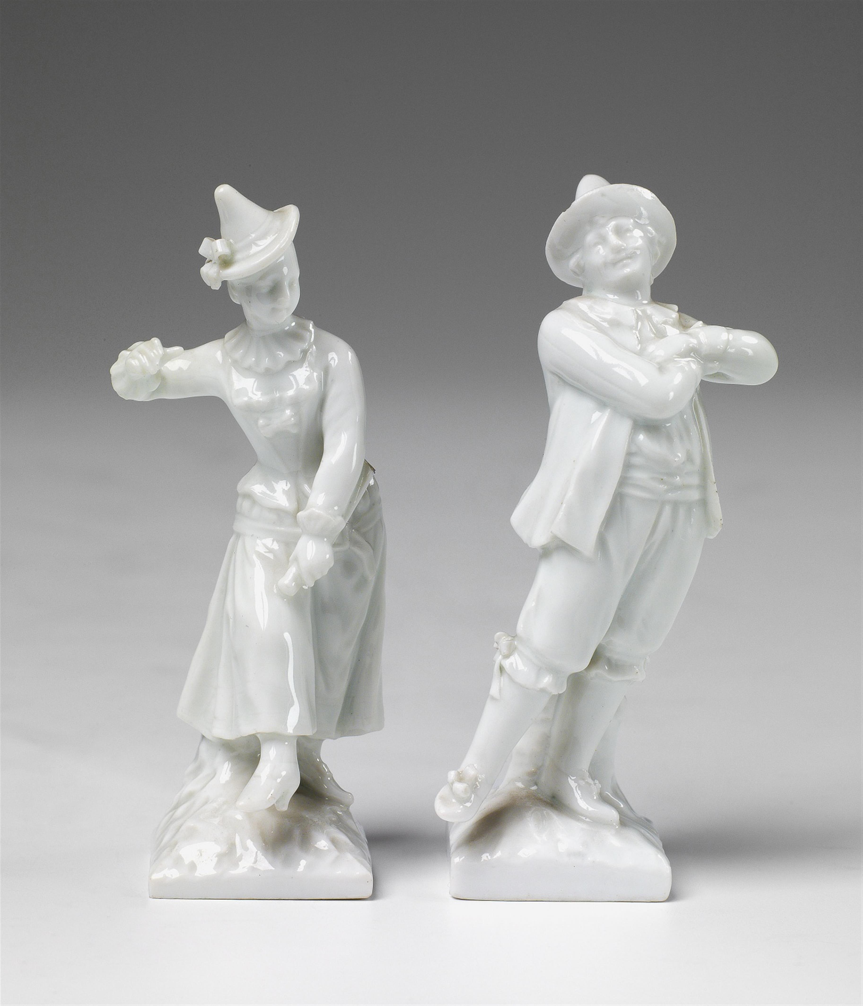 Two Berlin KPM white glazed porcelain commedia dell'arte figures - image-1