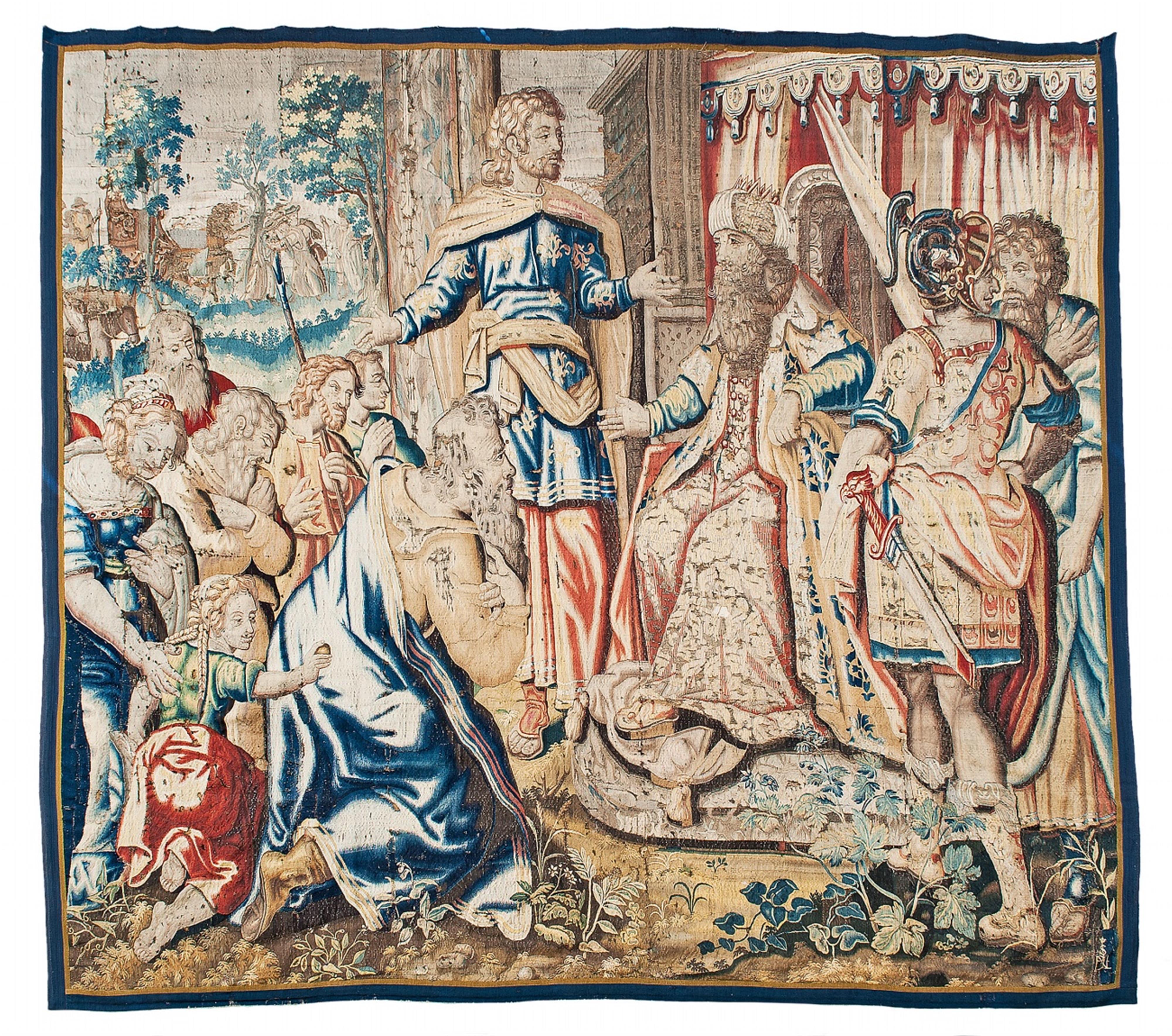 A fragment of an early tapestry with Jacob and the Pharoah - image-1