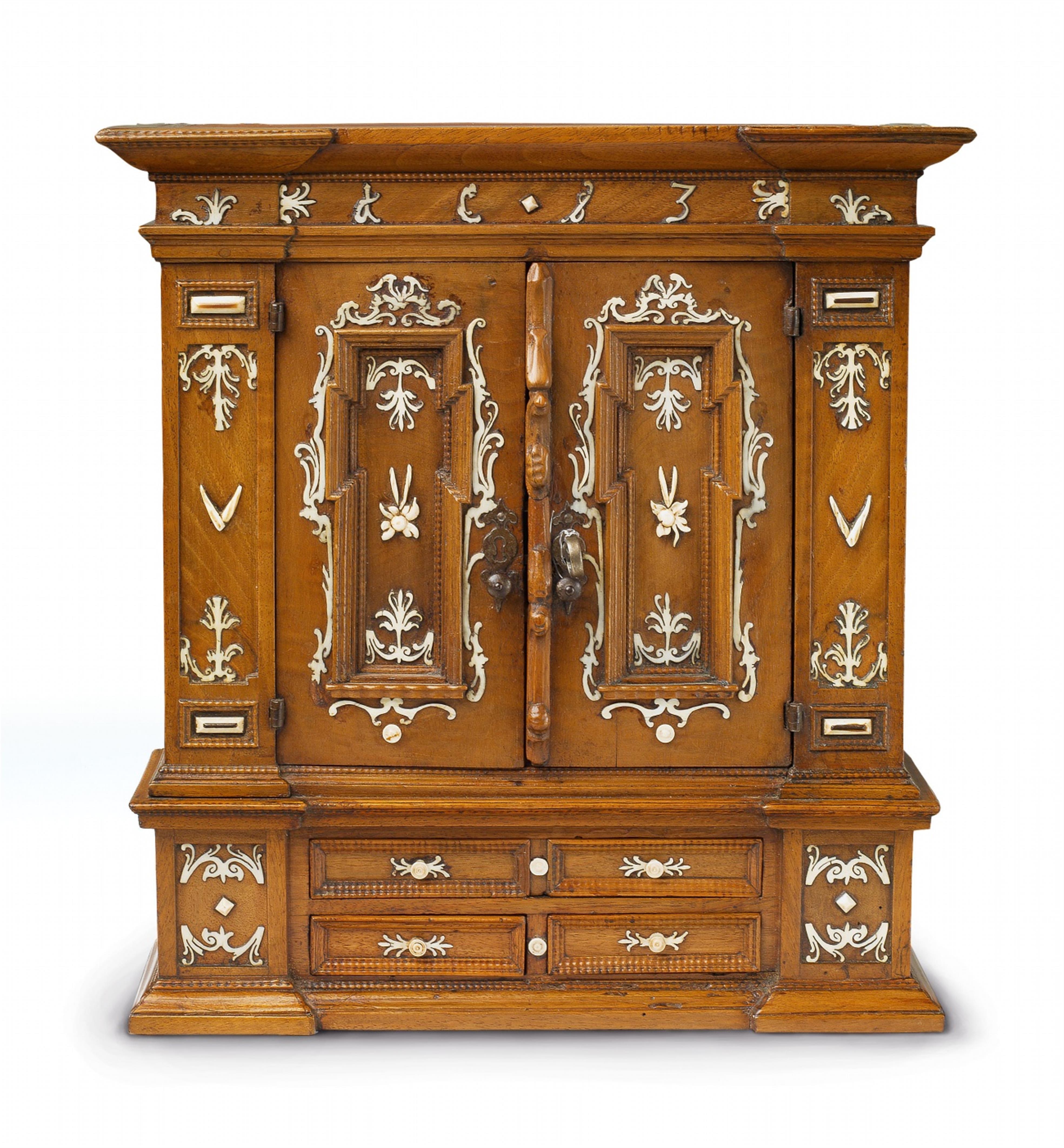A small baroque bone-inlaid walnut cabinet - image-1