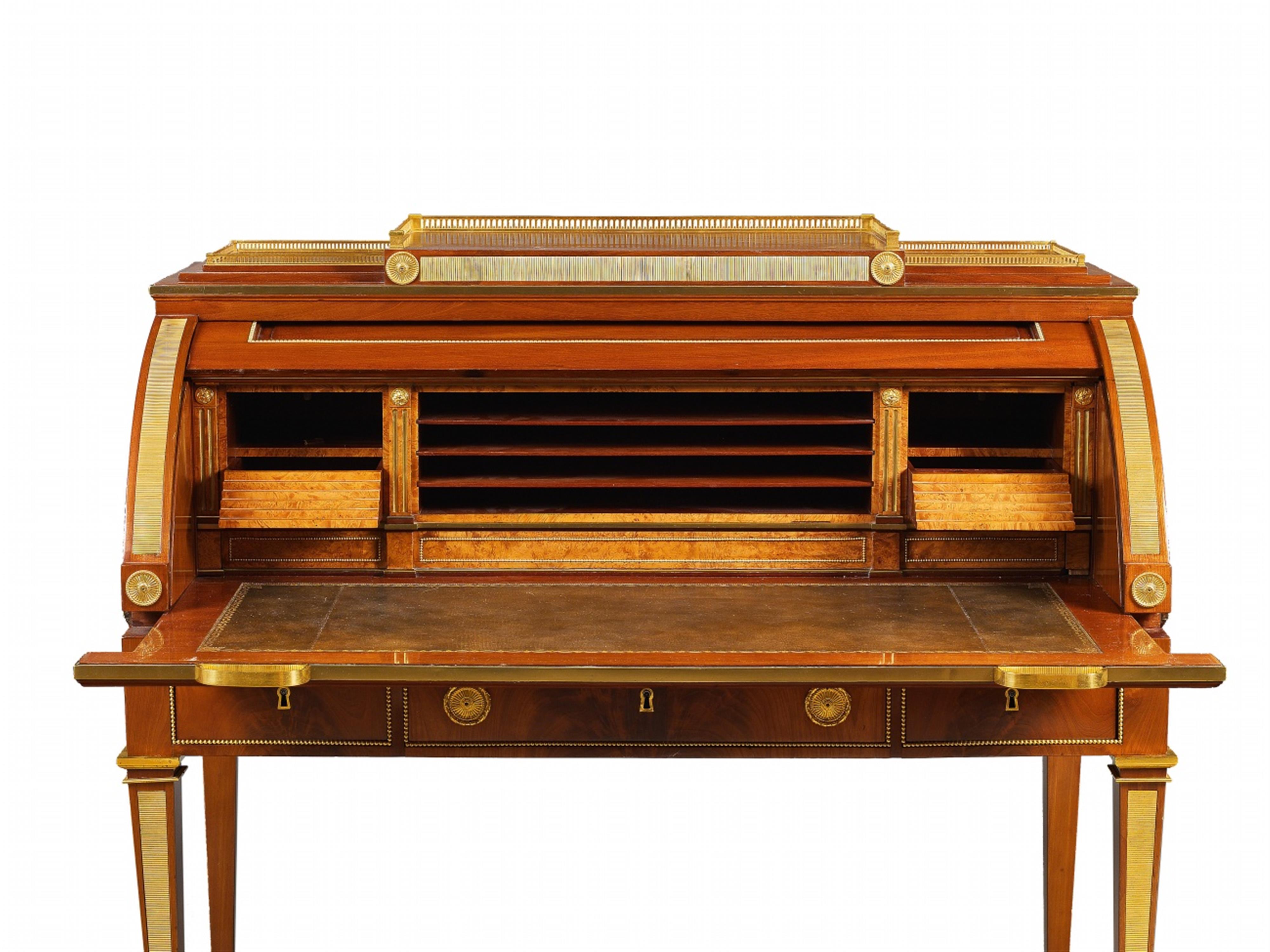 An ormolu-mounted David Roentgen mahogany cylinder bureau - image-2