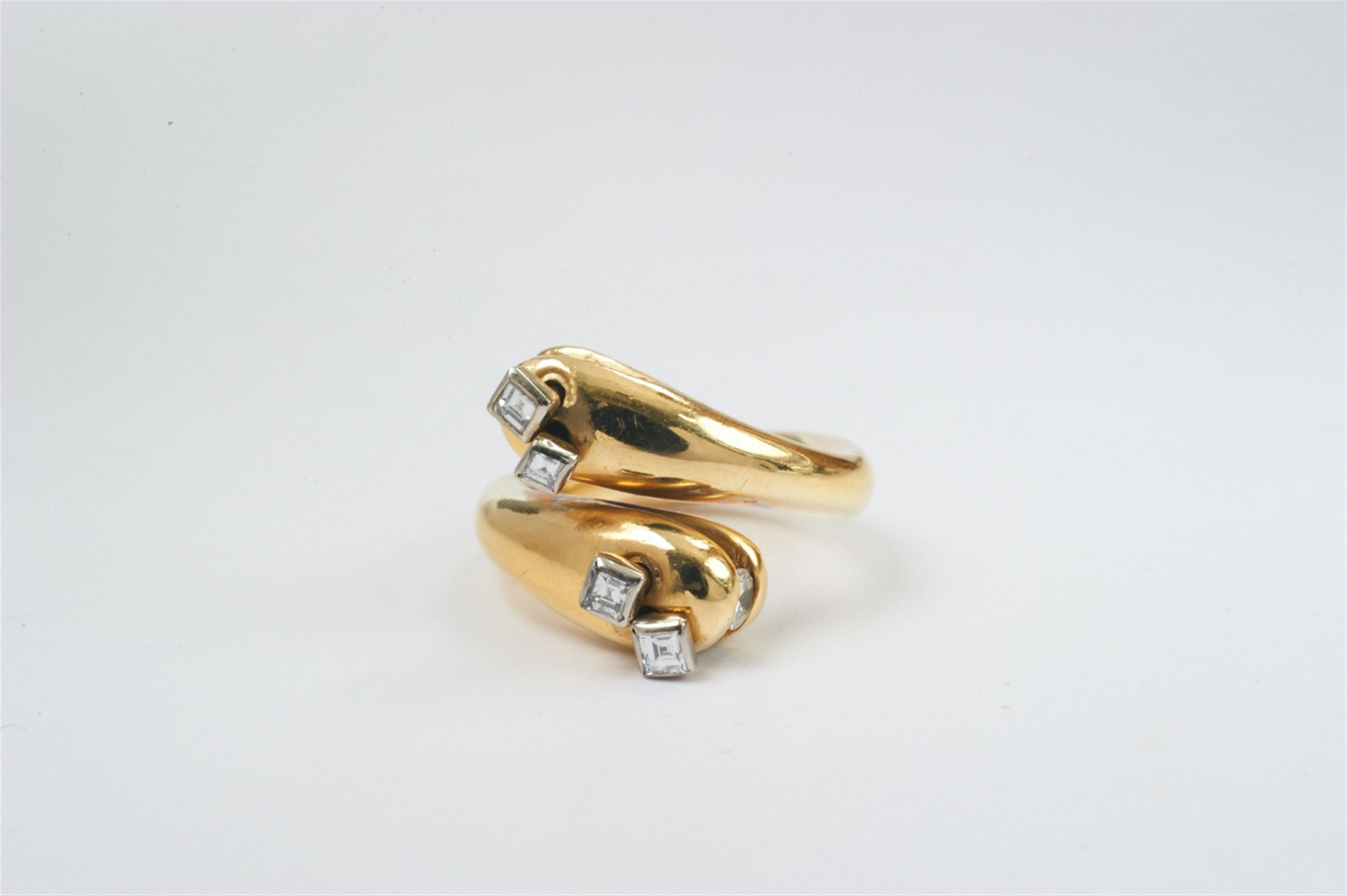 An 18k gold and diamond crossover snake ring by Falko Marx, Cologne - image-1