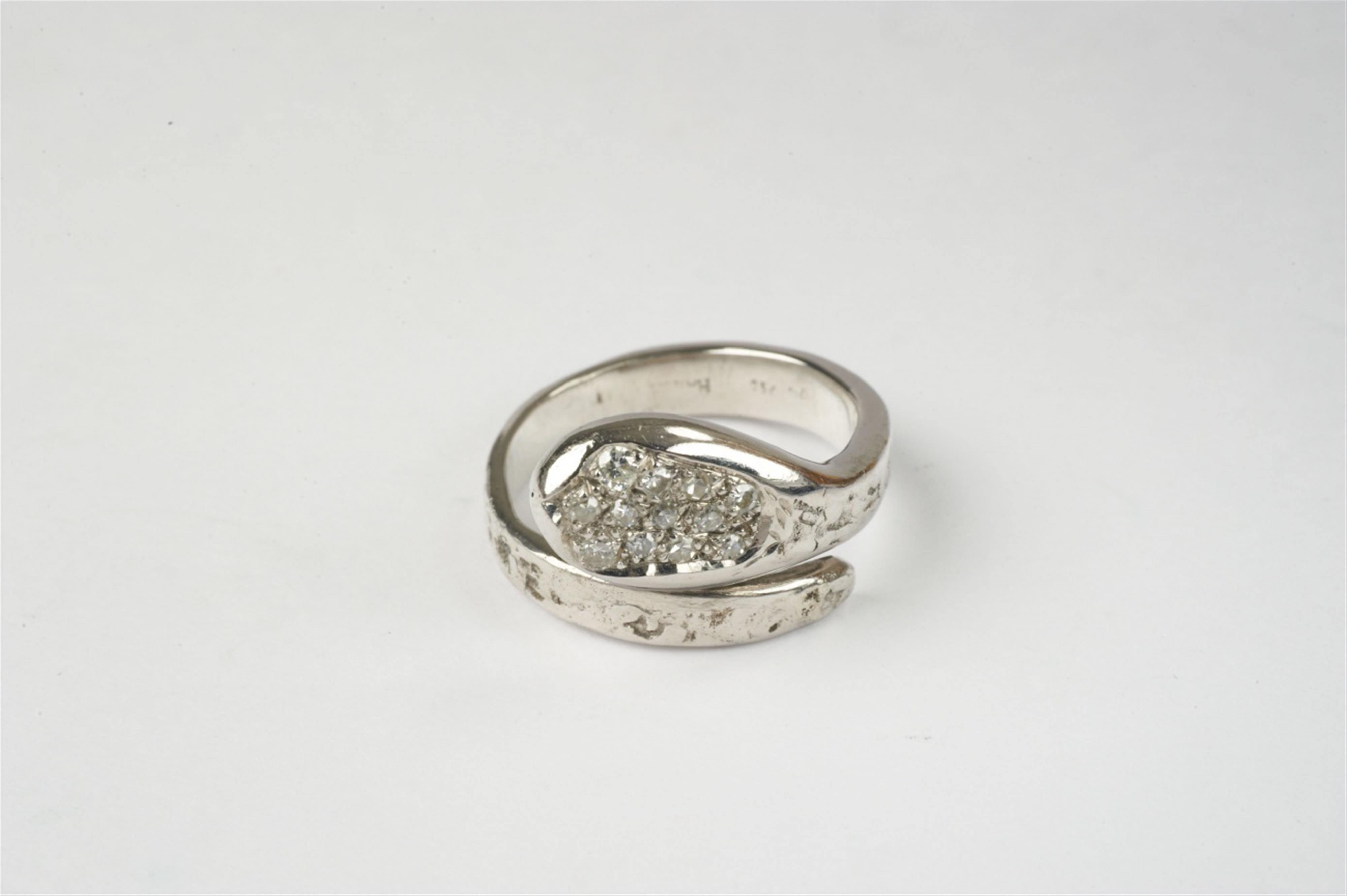 An 18k white gold and diamond snake ring - image-1