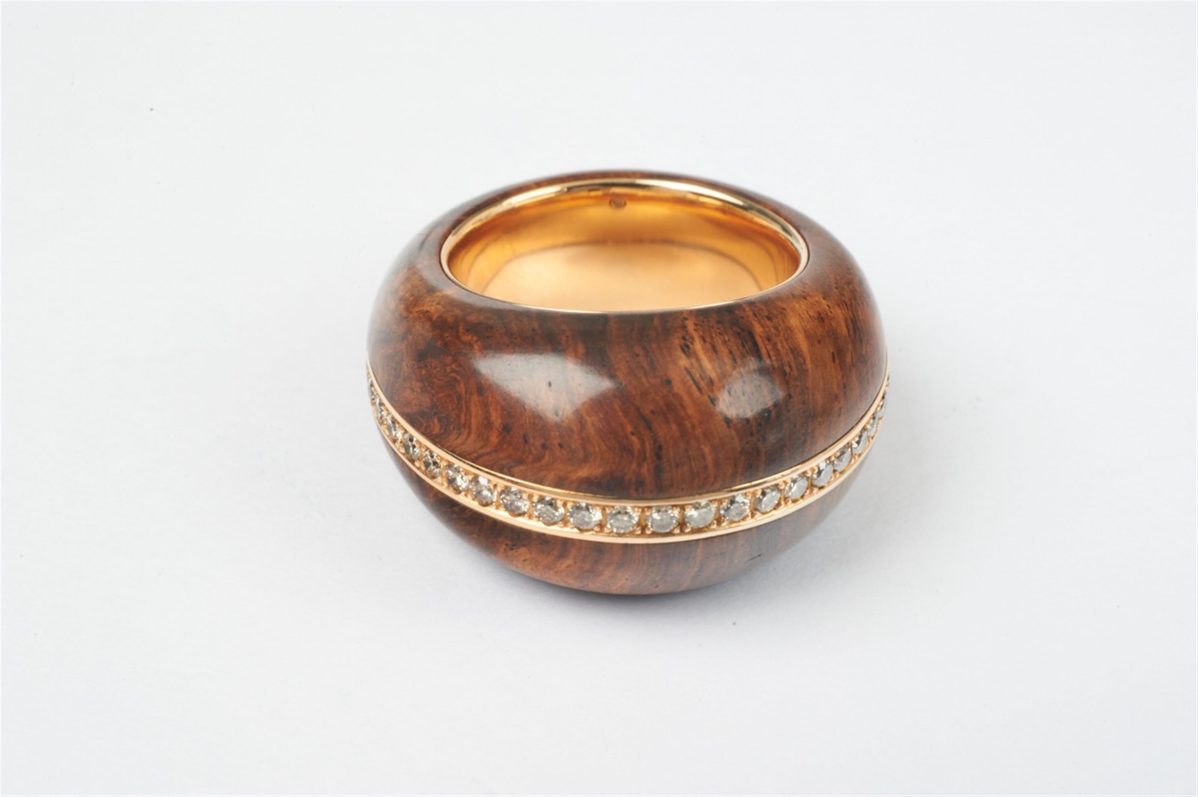 An 18k rose gold, fancy diamond and hardwood ring - image-1