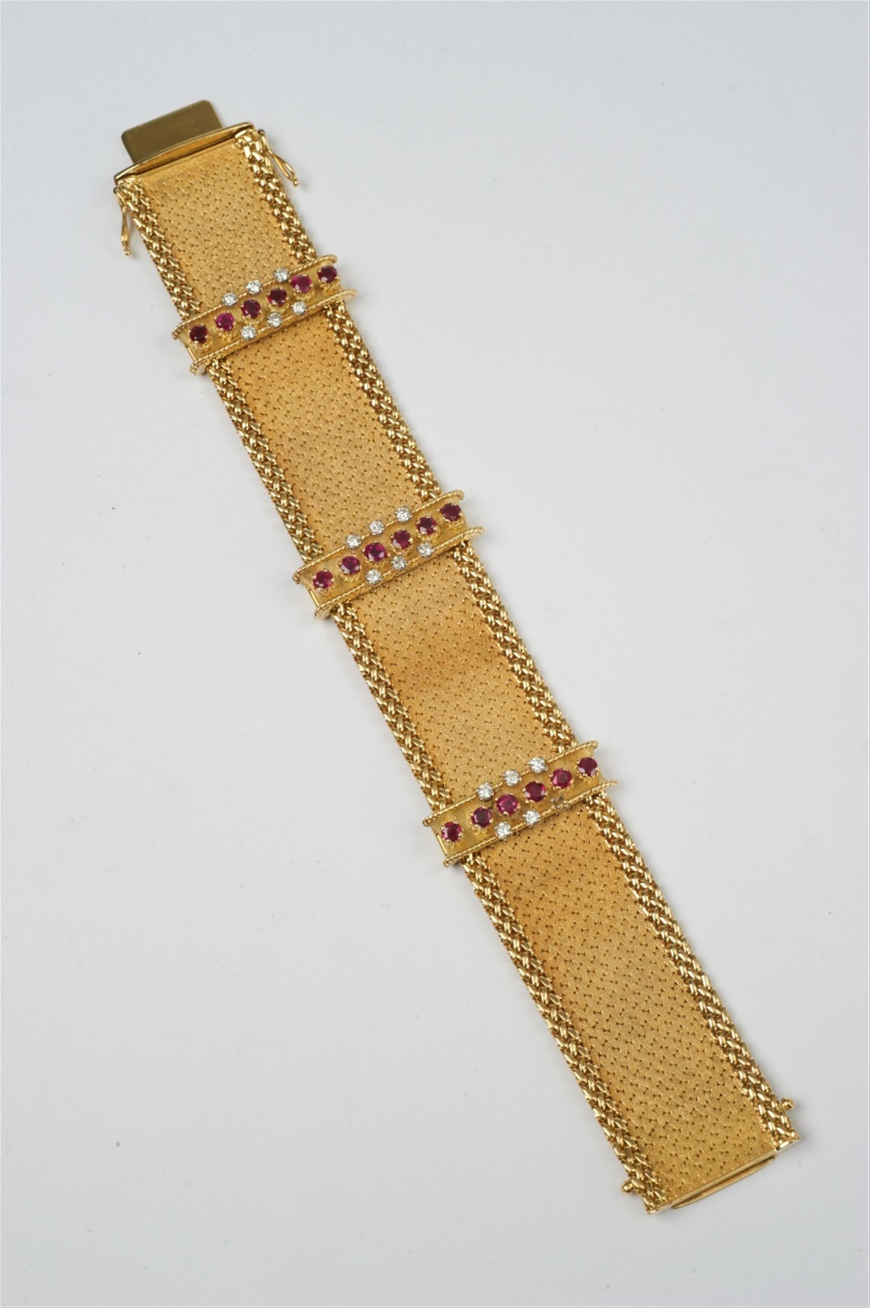An 18k gold, diamond and ruby bracelet - image-1