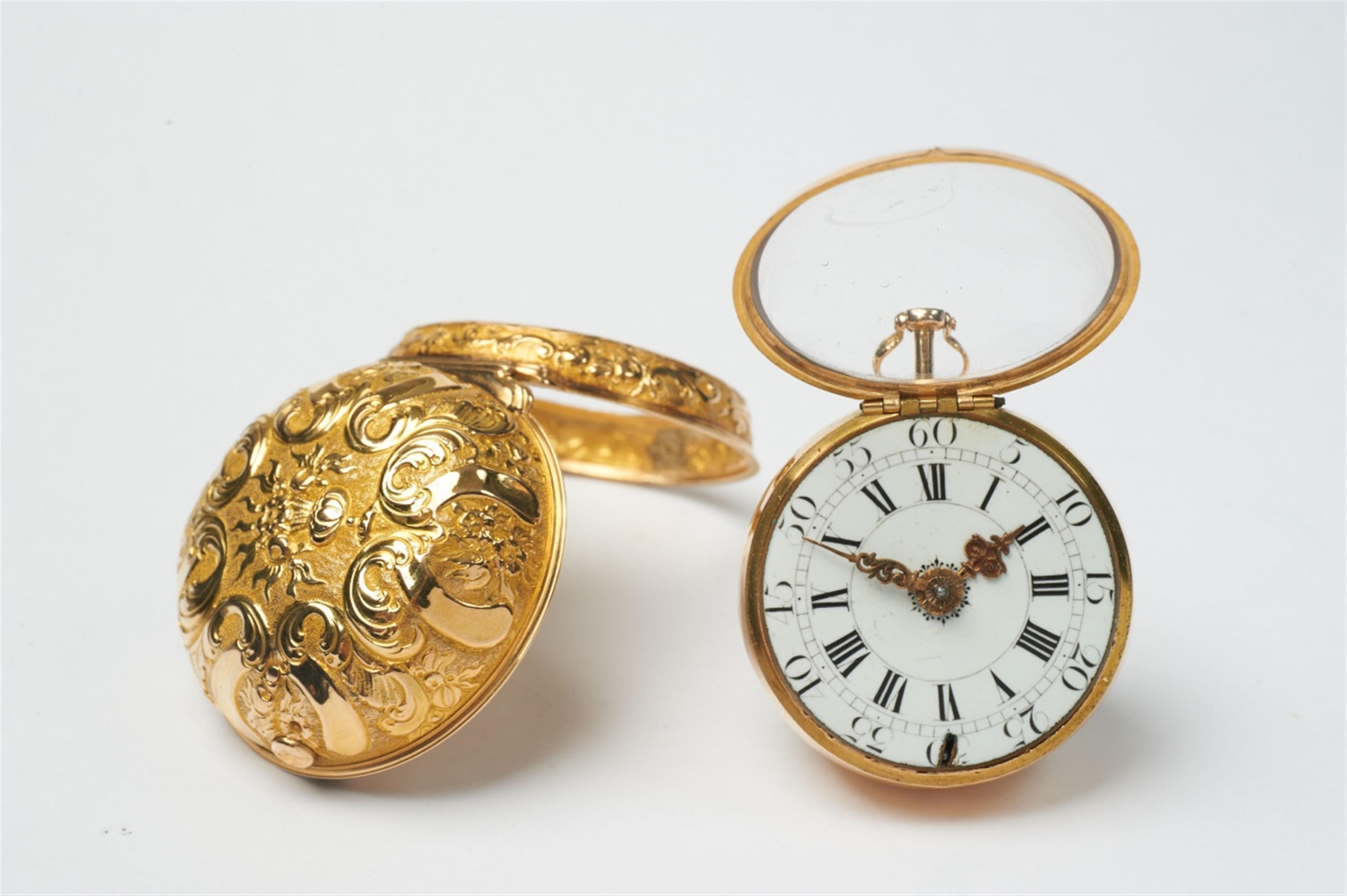 An 18k gold Louis XVI openface pocketwatch with verge escapement - image-2