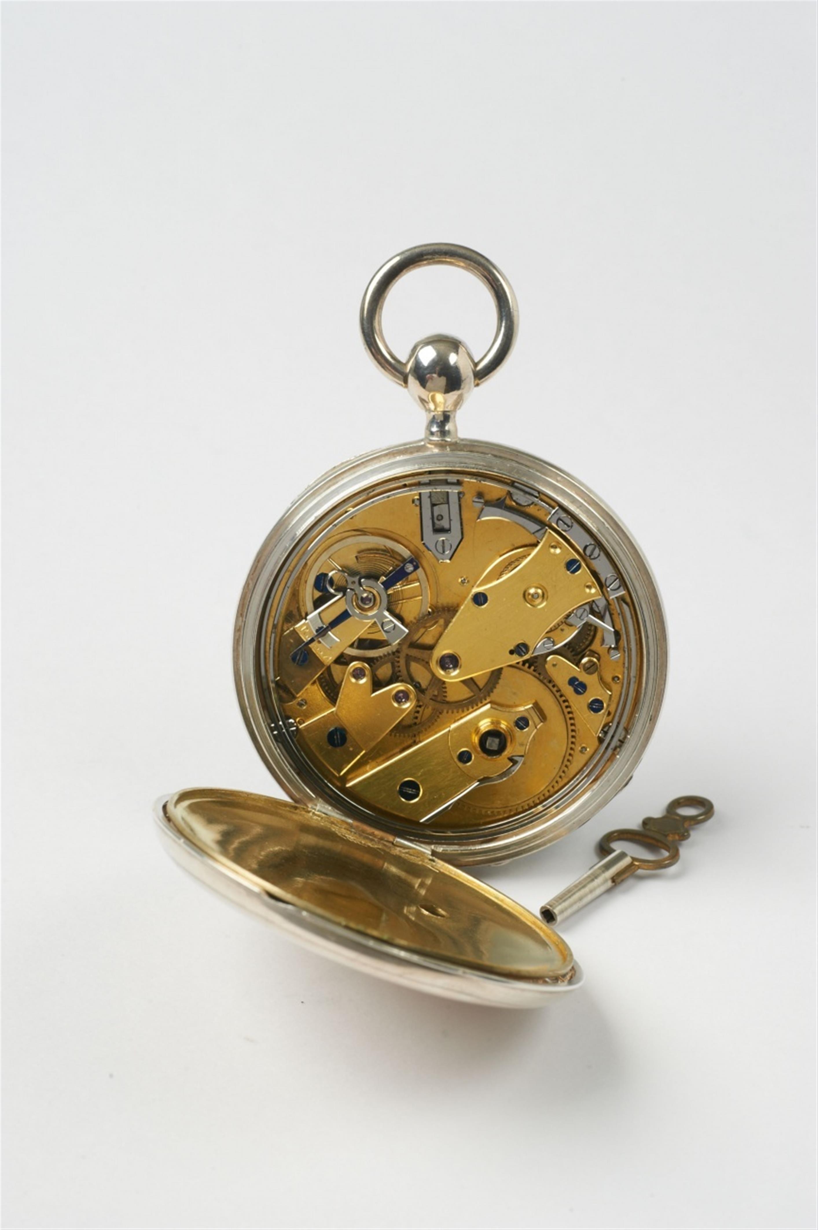 A Parisian silver openface pocketwatch with cylinder movement and repetition - image-3