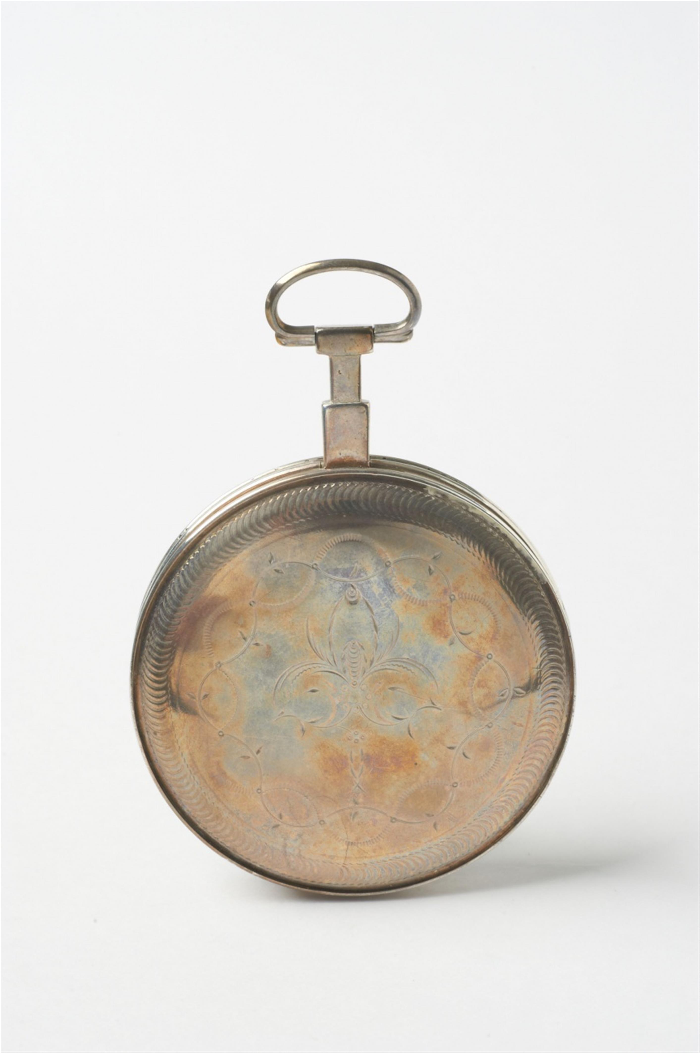 A silver and painted enamel openface pocketwatch with verge escapement - image-2