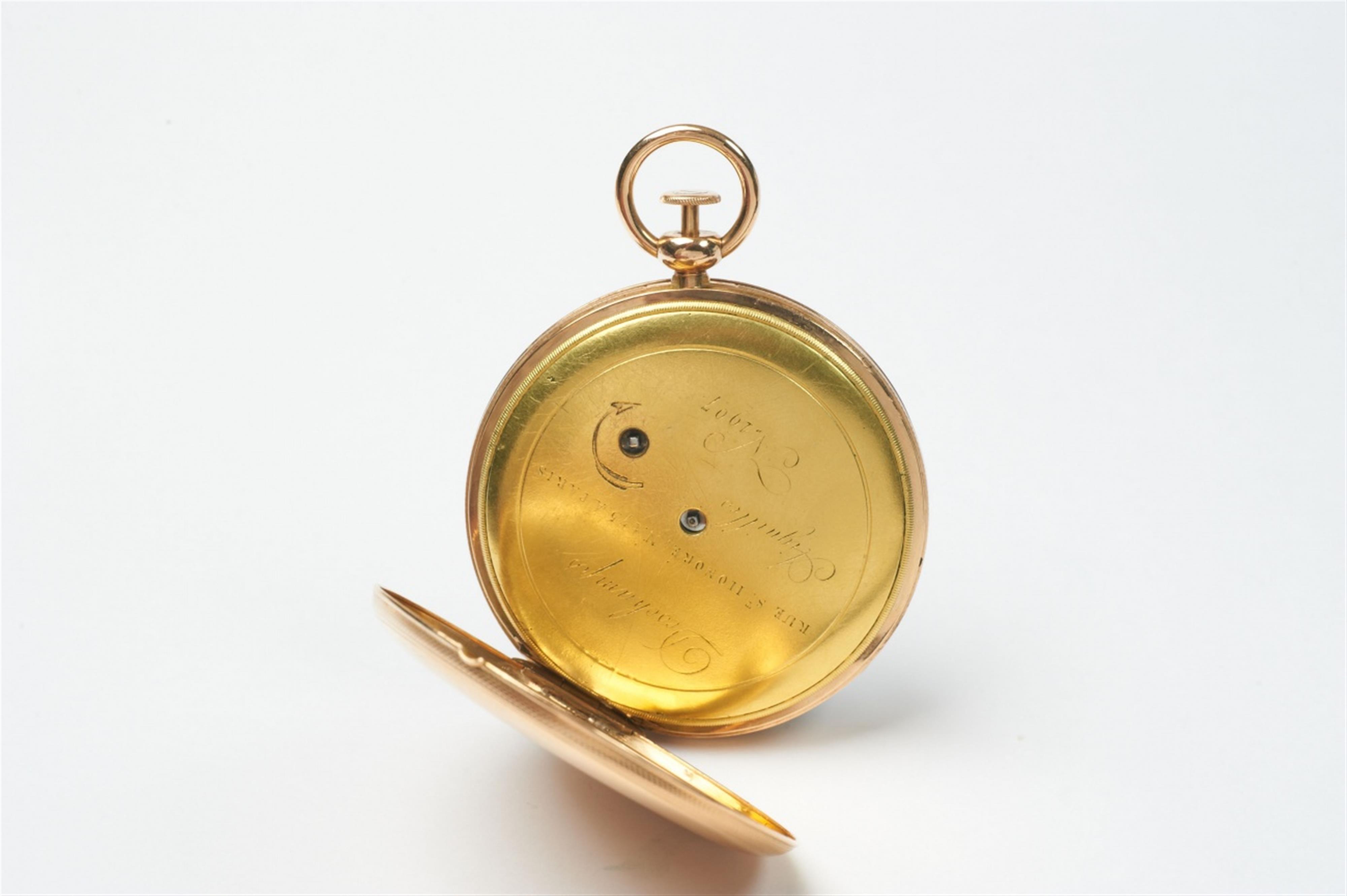 Goldene Herrentaschenuhr mit Repetition - image-2