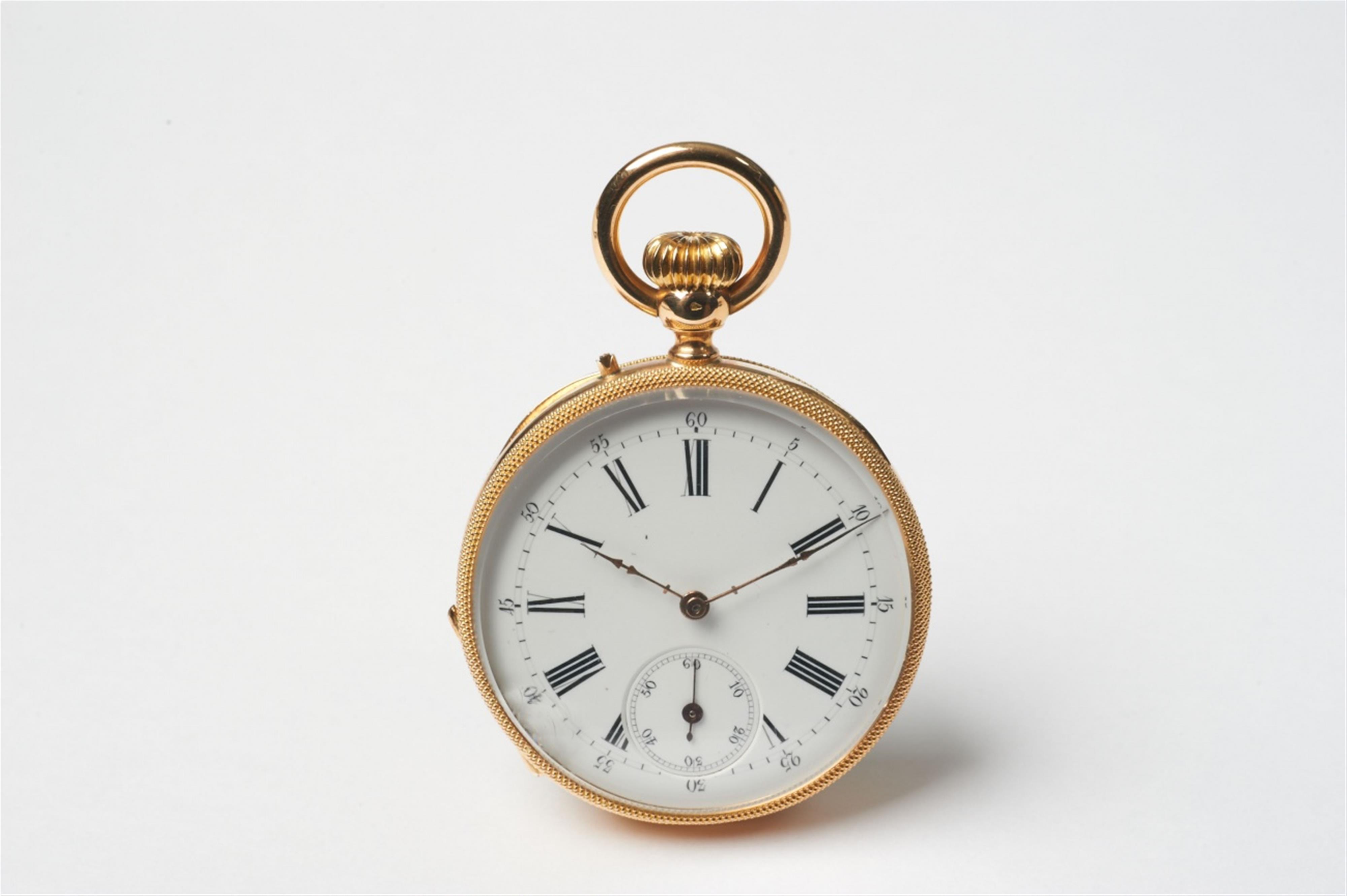 A French 18k gold openface pocketwatch with cylinder escapement - image-1