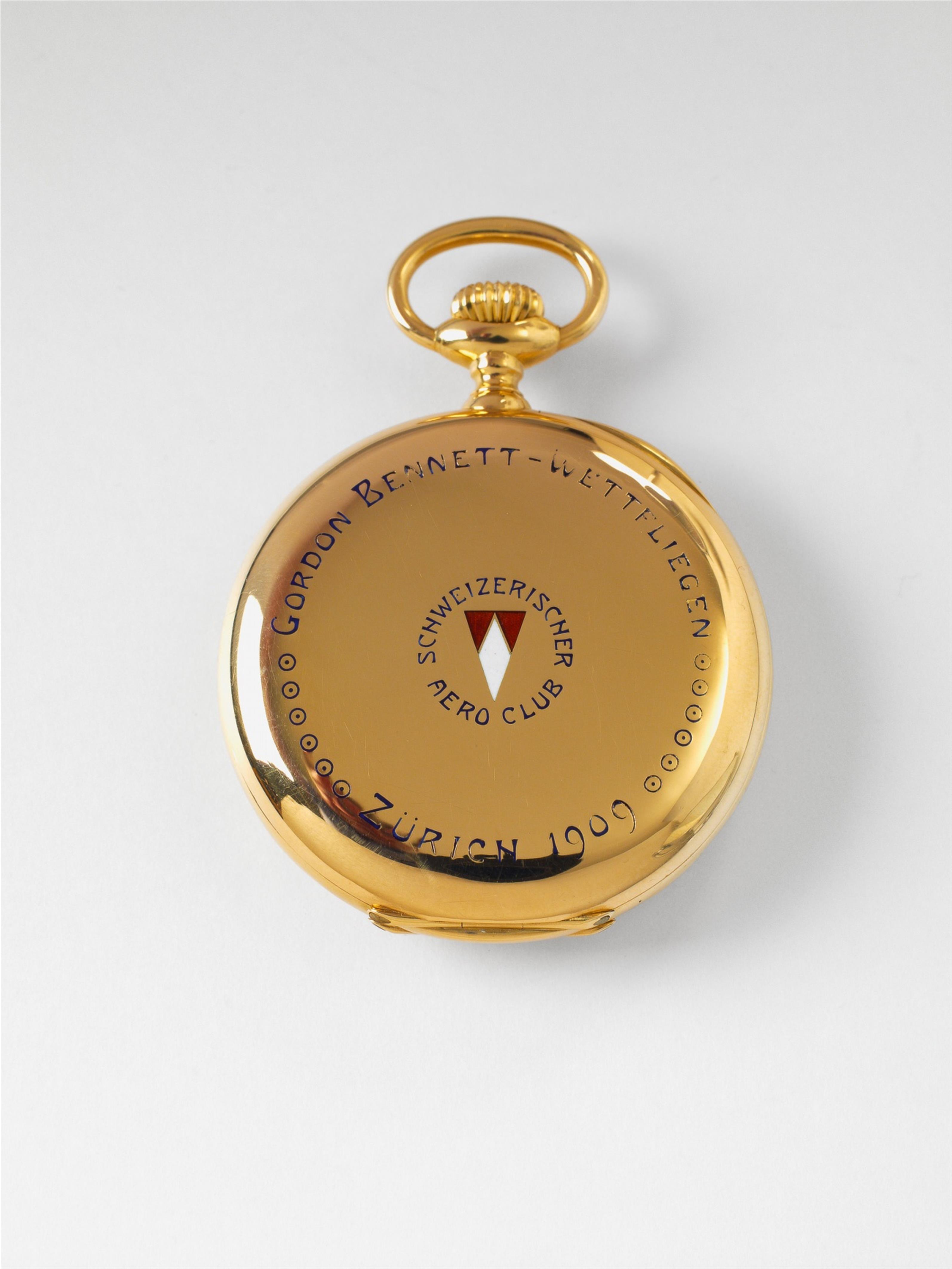 A Patek Philippe 18k gold and enamel manual winding openface pocketwatch. - image-2