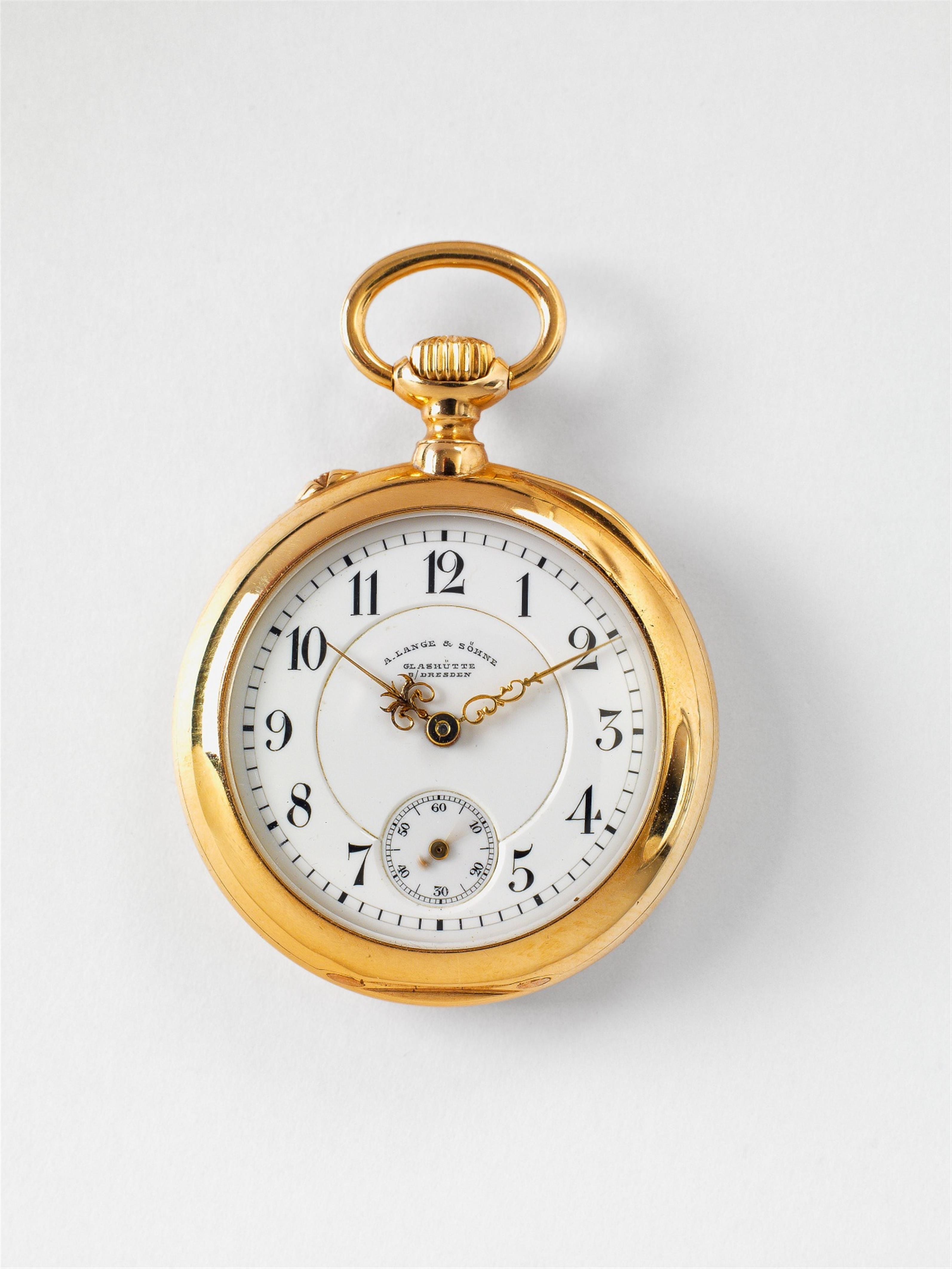 A small Lange & Söhne 18k gold ladies manual winding openface pocketwatch - image-1