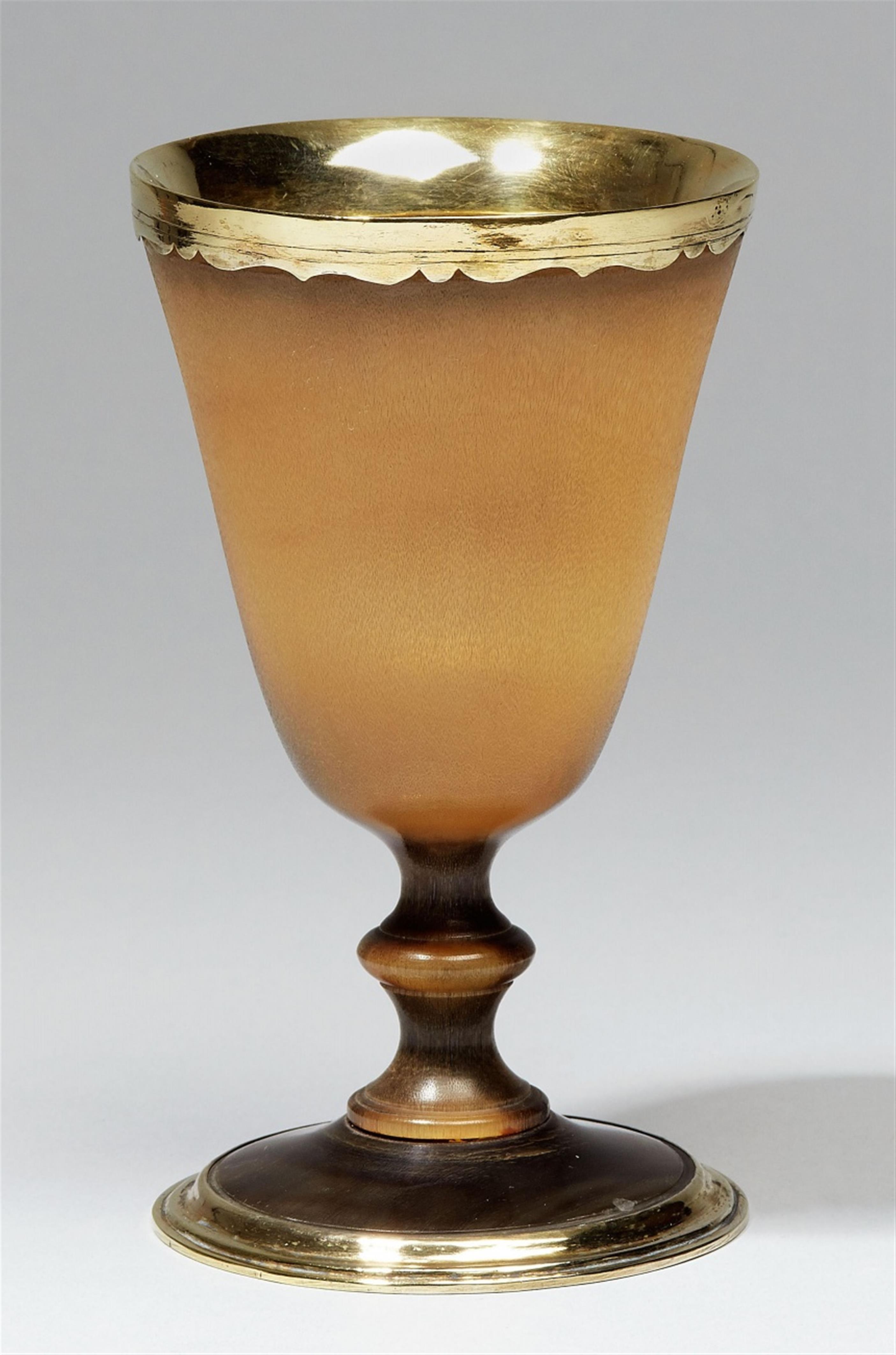A vermeil-mounted horn beaker. Unmarked, presumably South German, 18th C. - image-1