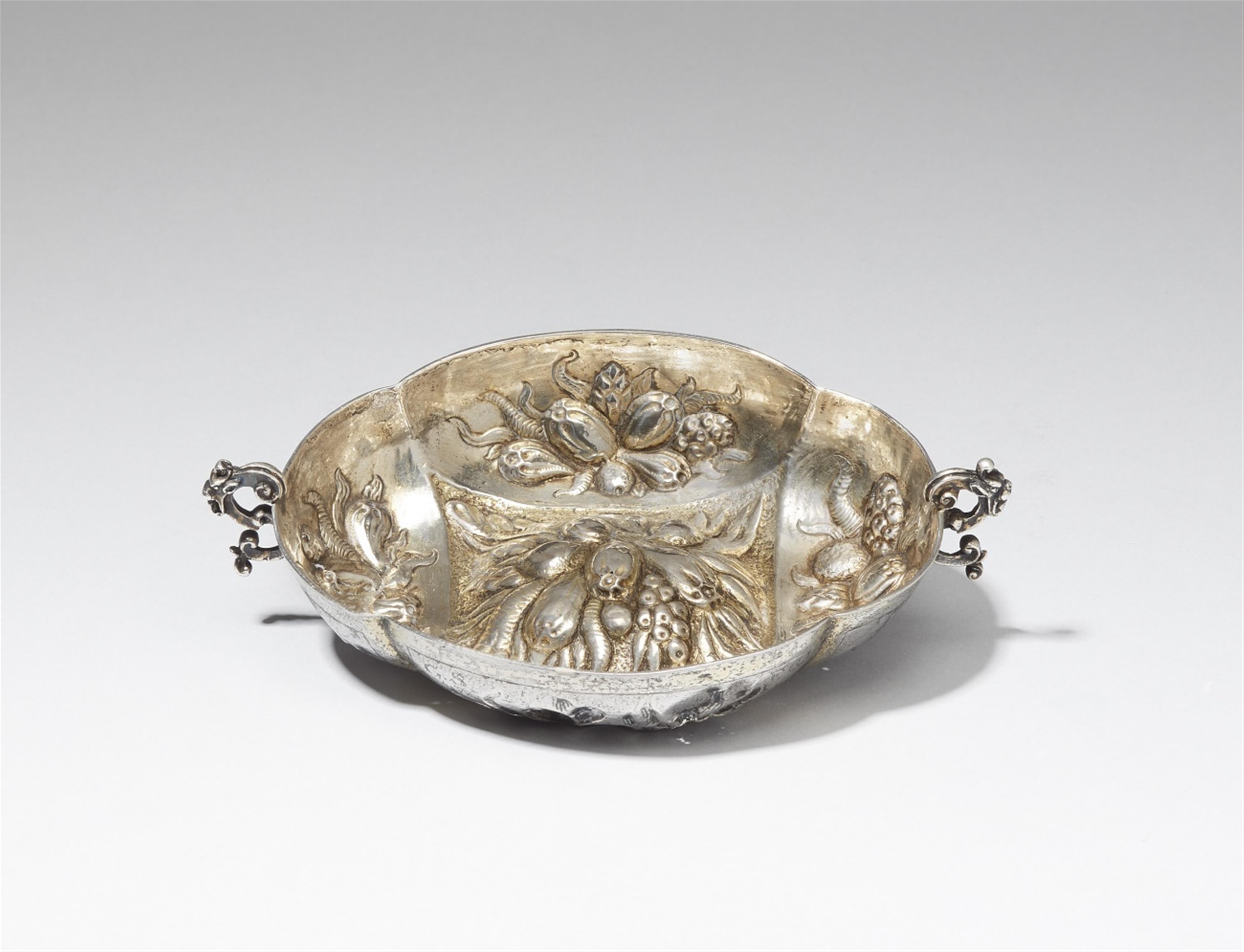 A partially gilt silver brandy bowl. Monogrammed "FG" and "CS", dated 1677. Unmarked, presumably South German, last quarter 17th C. - image-1