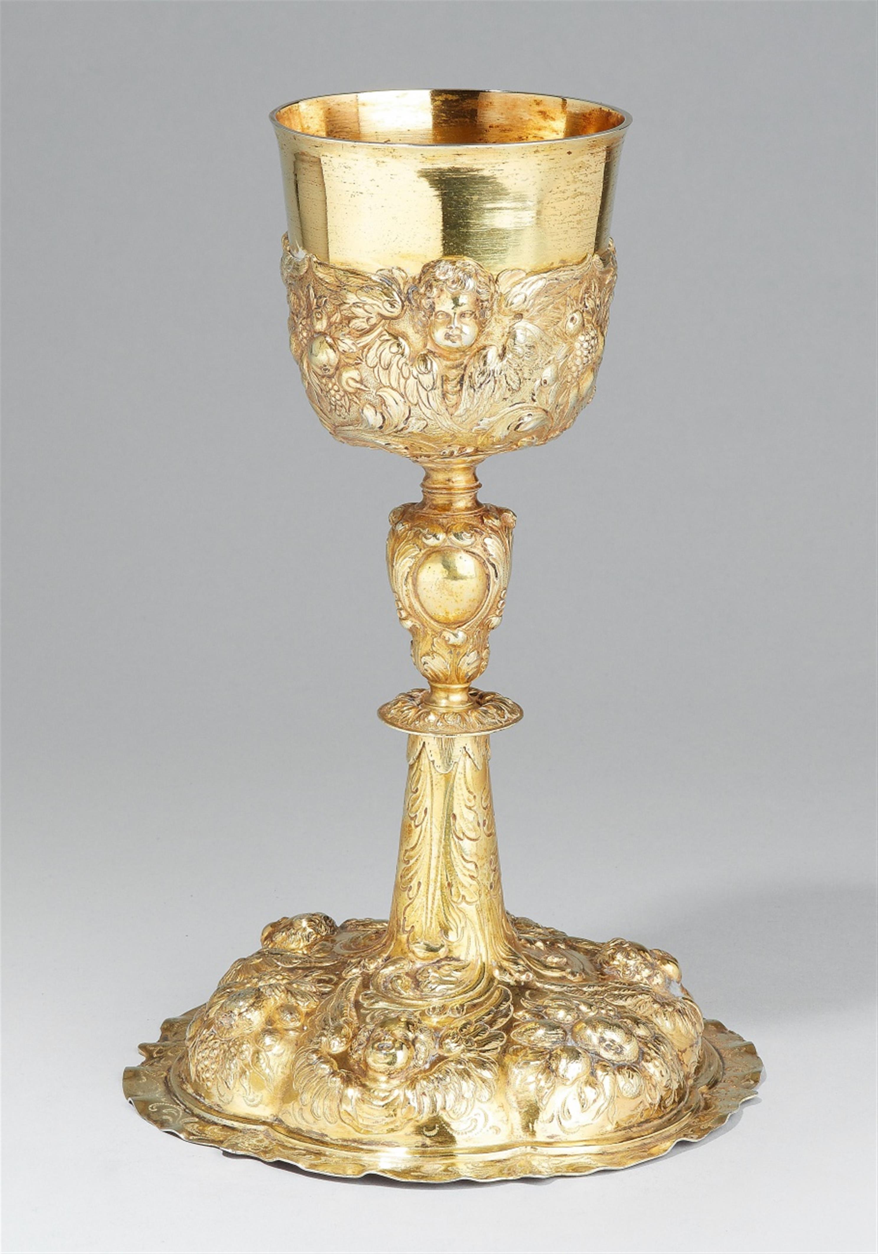 A baroque Augsburg silver communion chalice. Marks of Johannes Zeckel, 1691 - 92. - image-1