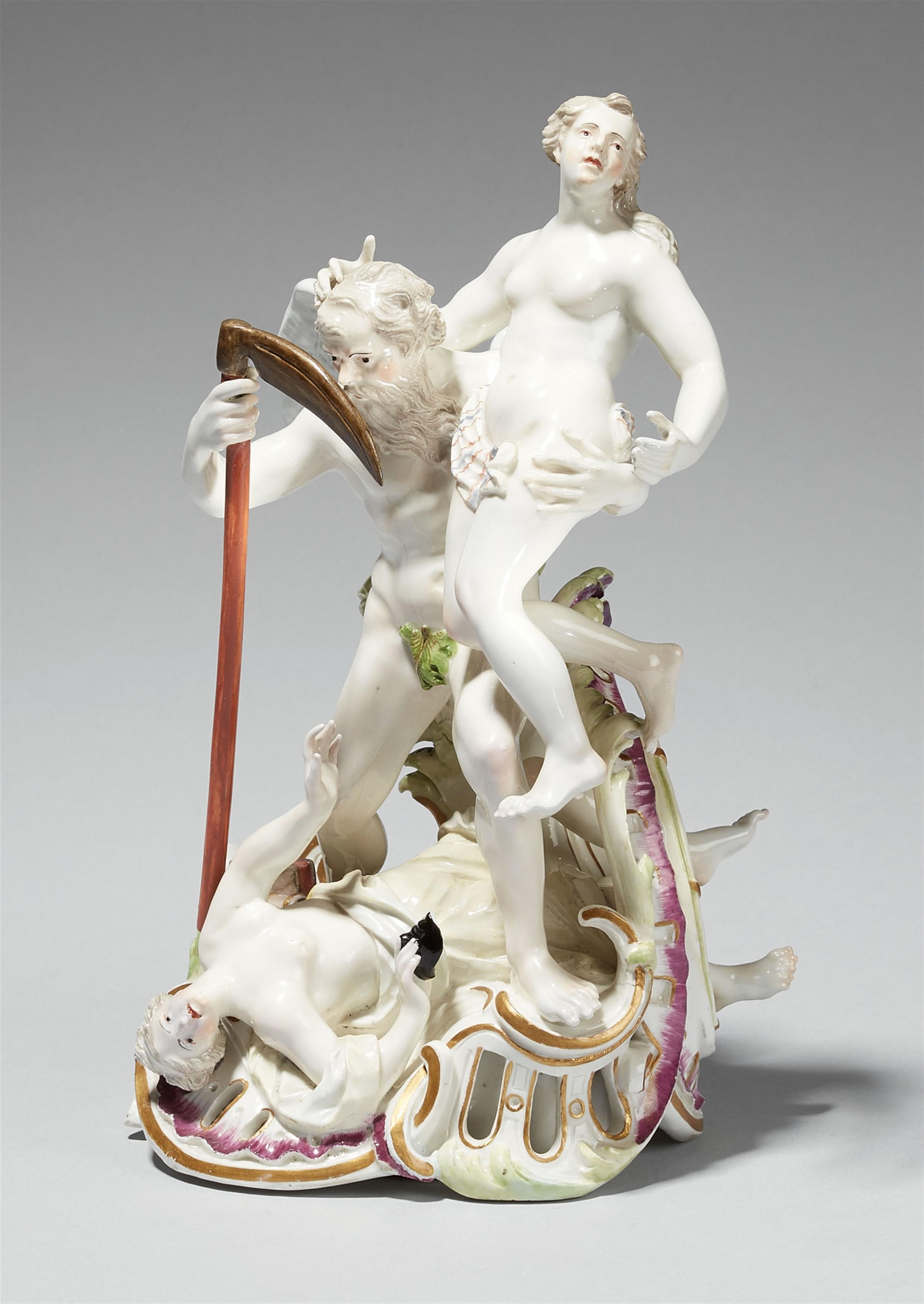 A rare Frankenthal porcelain group representing time's triumph over beauty - image-1
