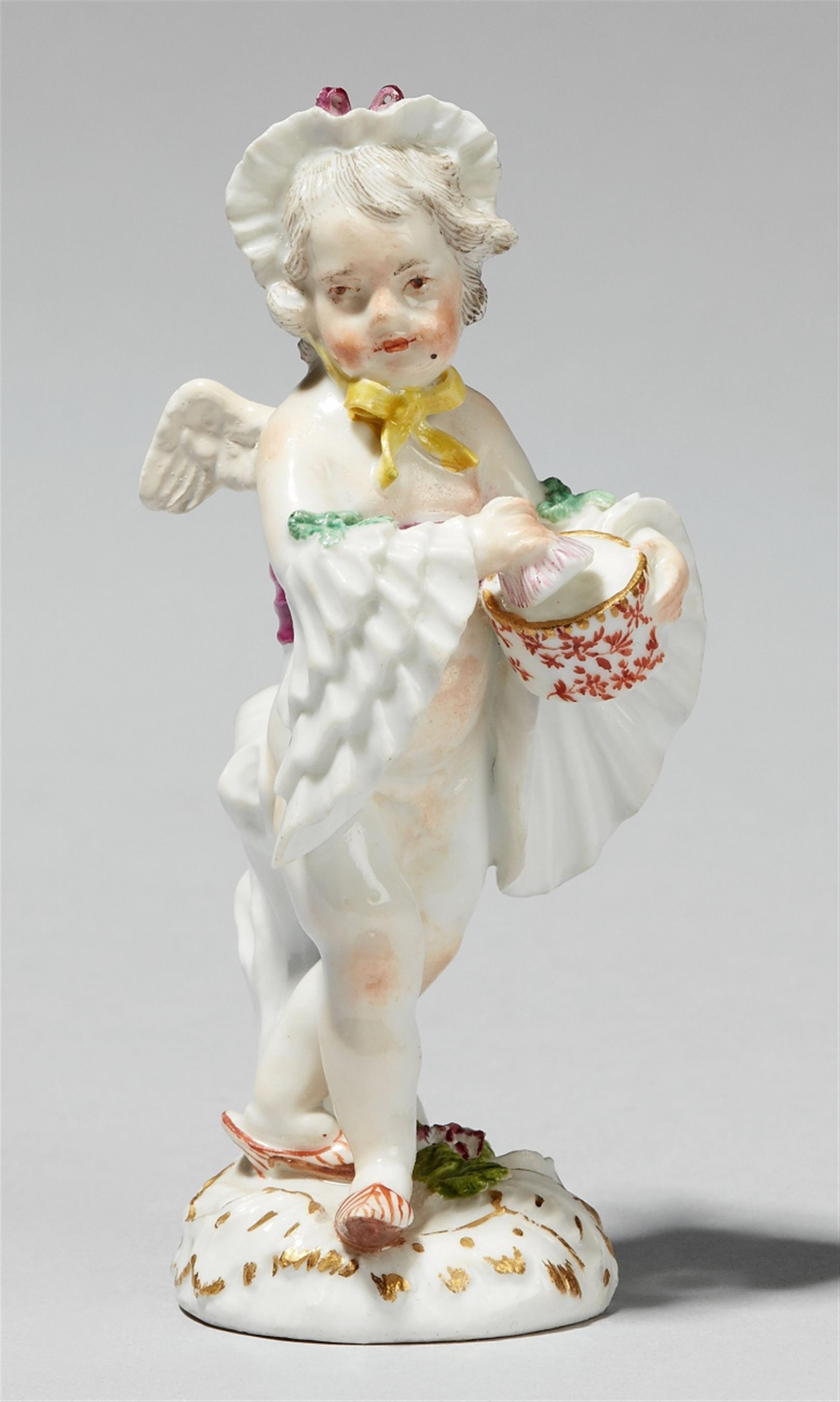 A Meissen porcelain figure of a putto with a powder box - image-1