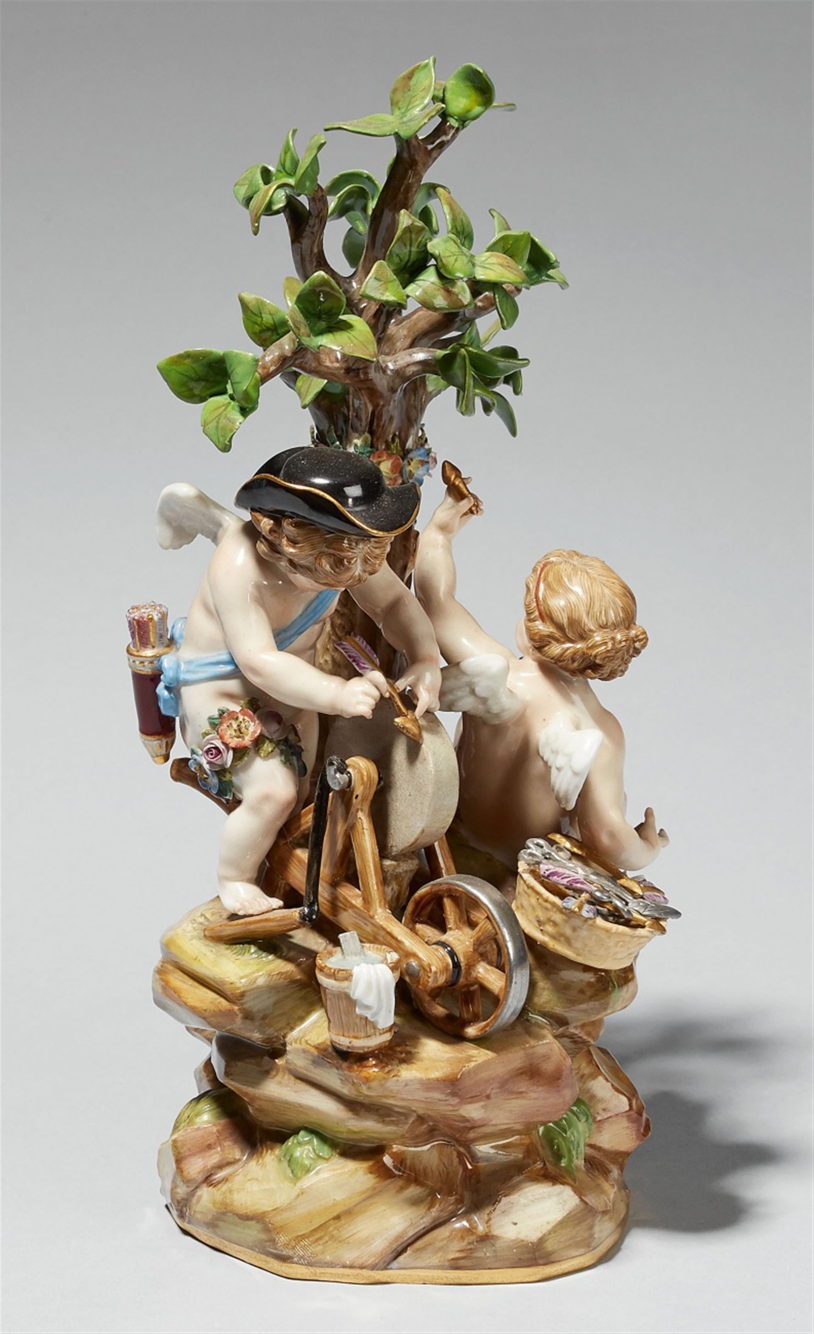 A Meissen porcelain model of Cupid sharpening his arrows - image-1