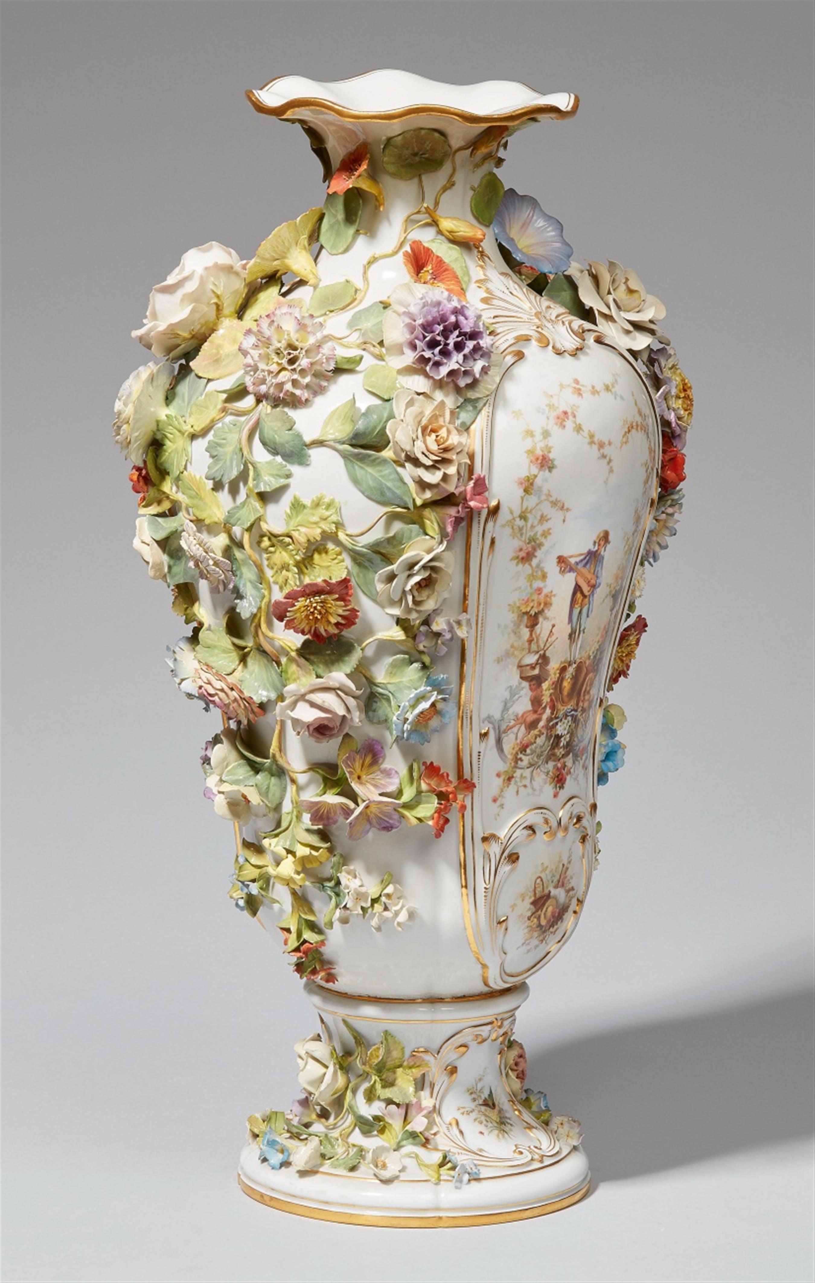 A Meissen porcelain flower-encrusted vase - image-2