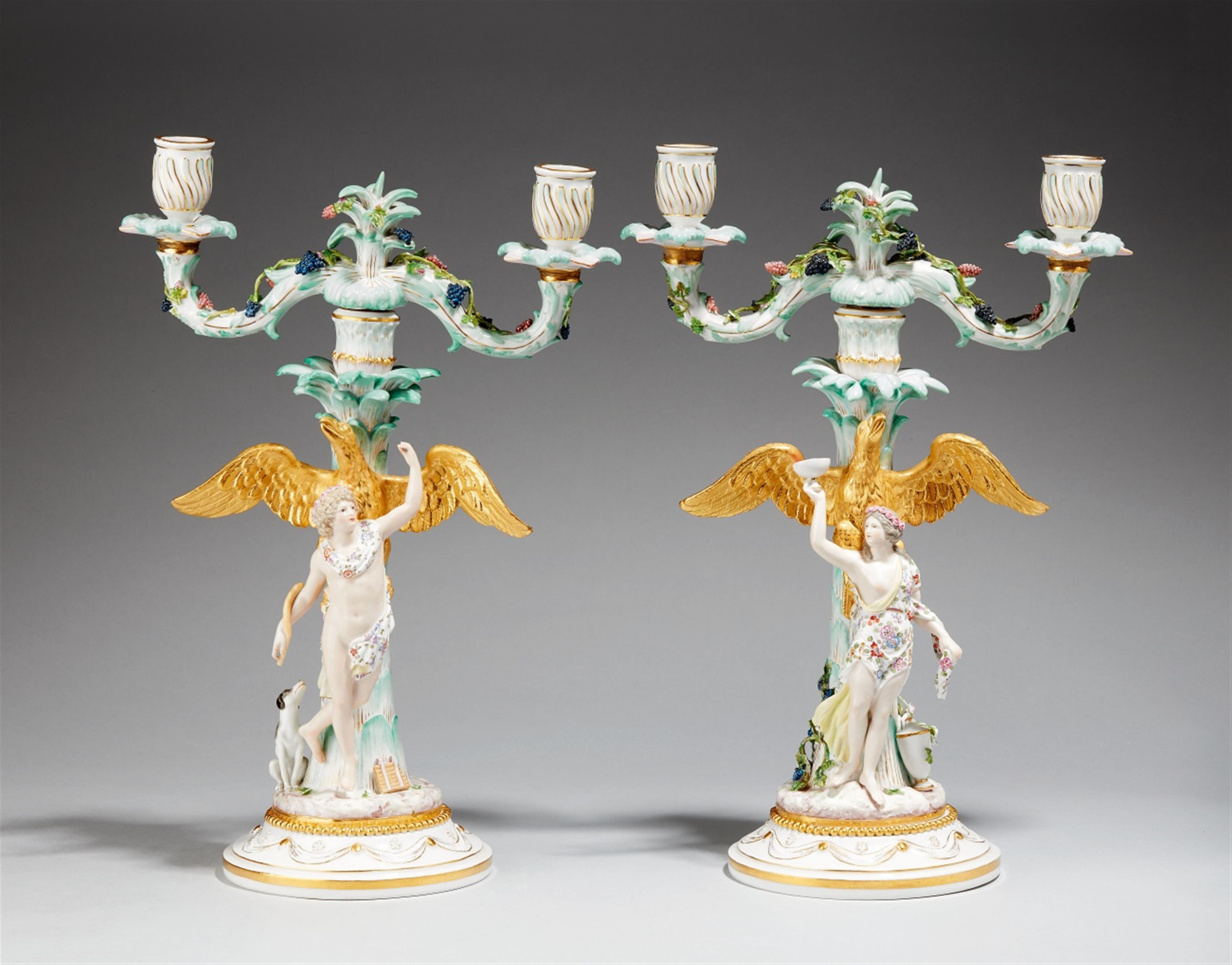A pair of Meissen porcelain candlesticks - image-1