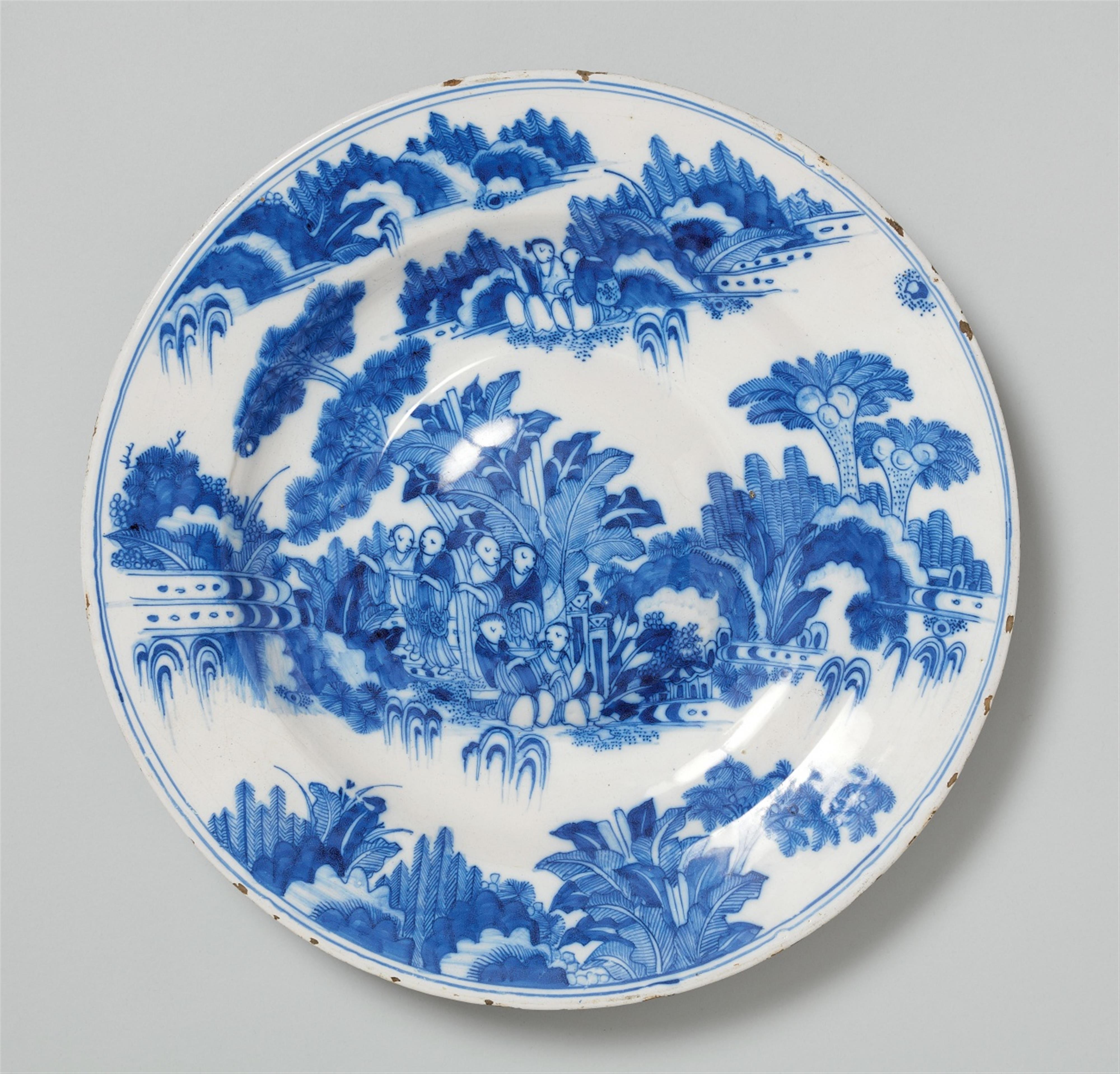 A large Frankfurt or Delft platter with chinoiserie decor - image-1