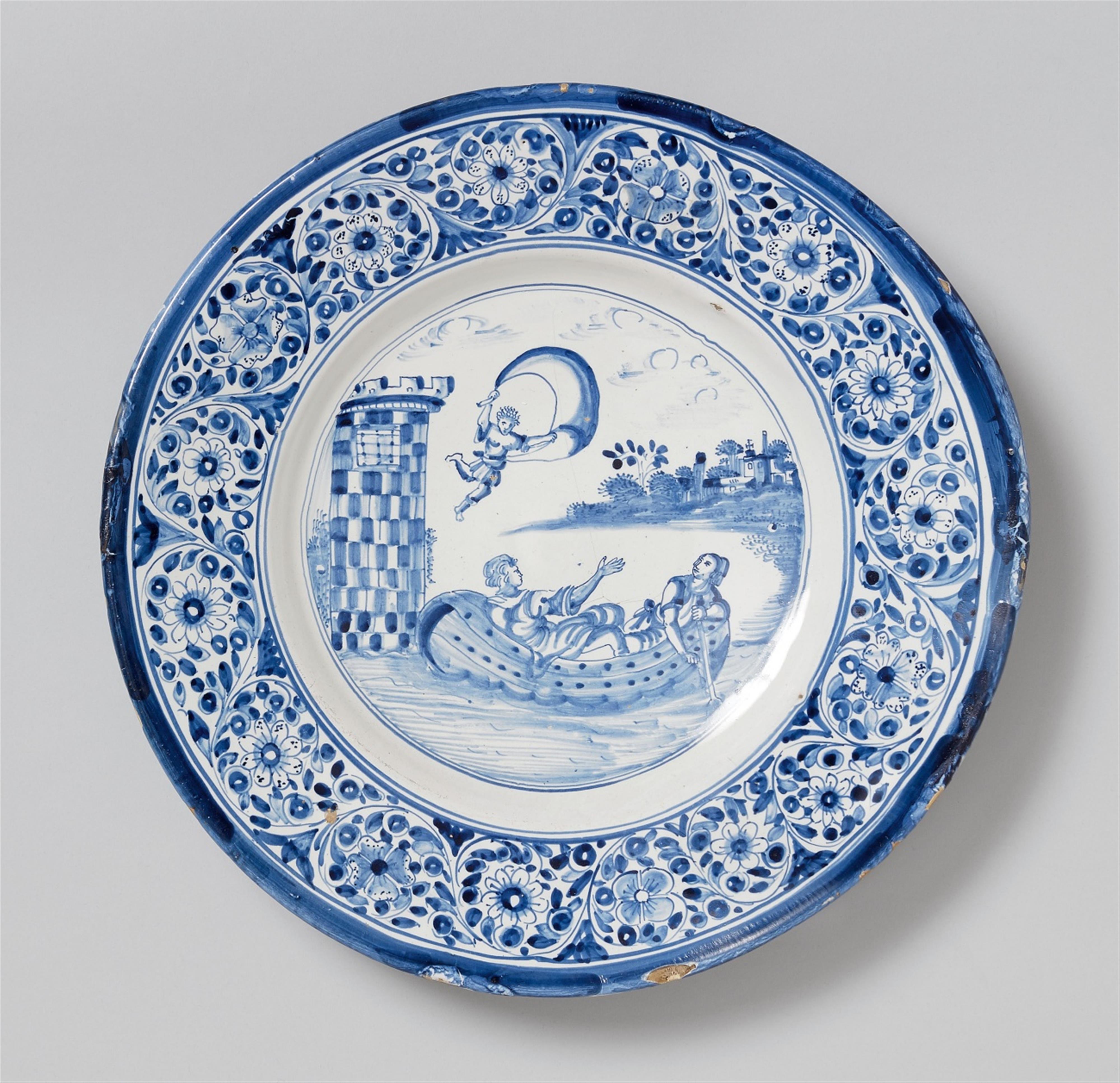 A large blue and white Frankfurt faience platter - image-1