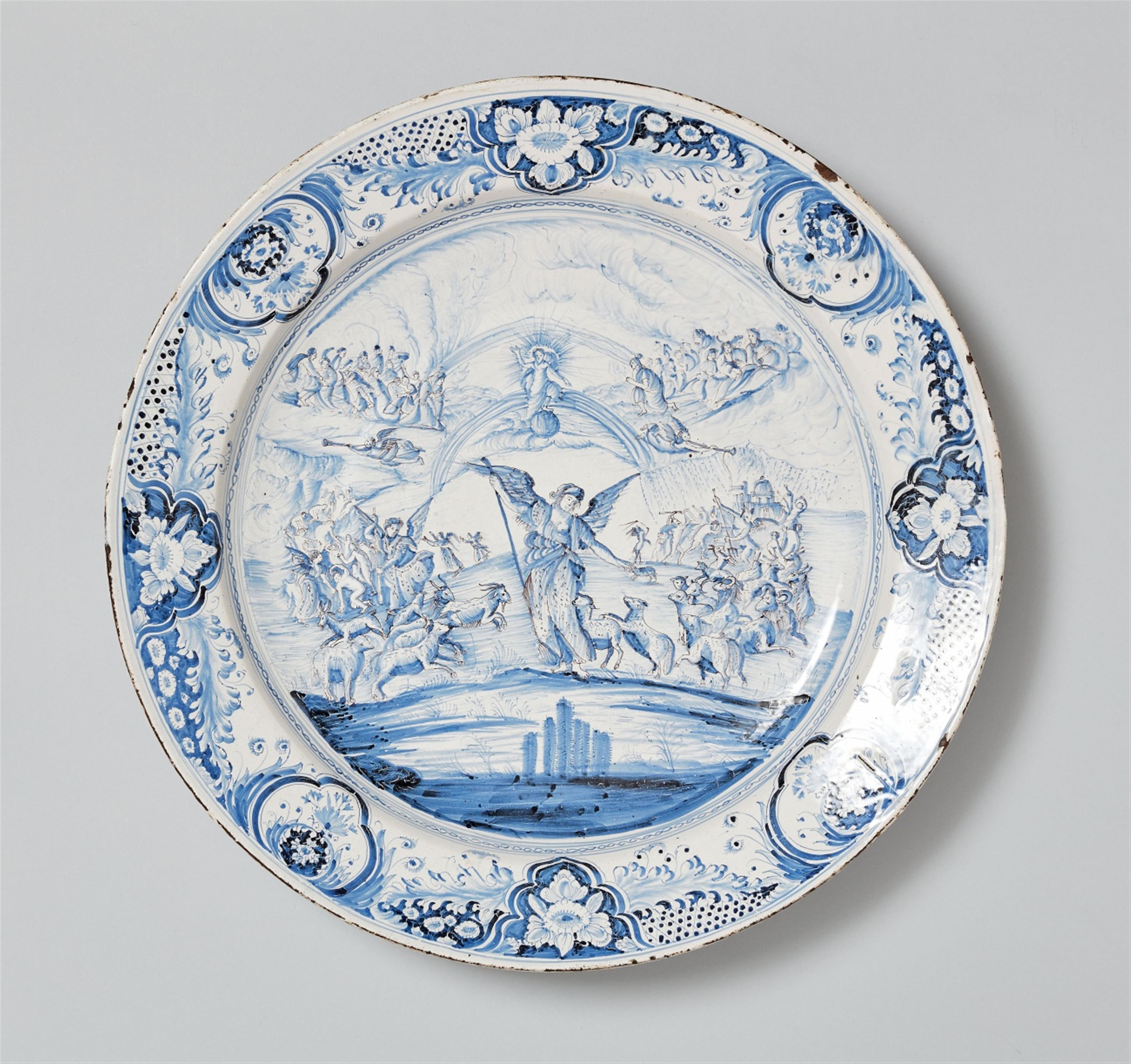 An important large faience platter with a depiction of the last judgement - image-3