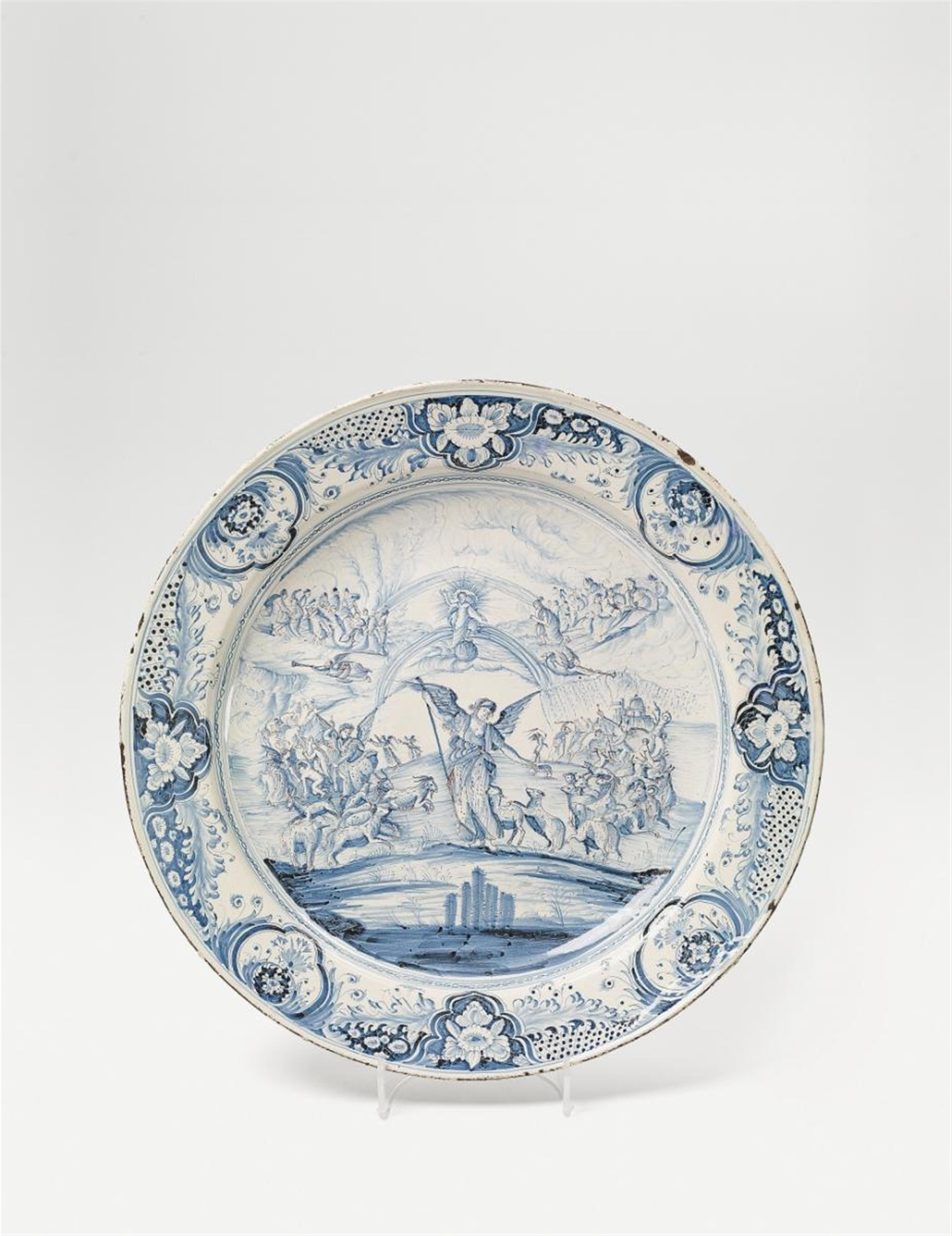 An important large faience platter with a depiction of the last judgement - image-1