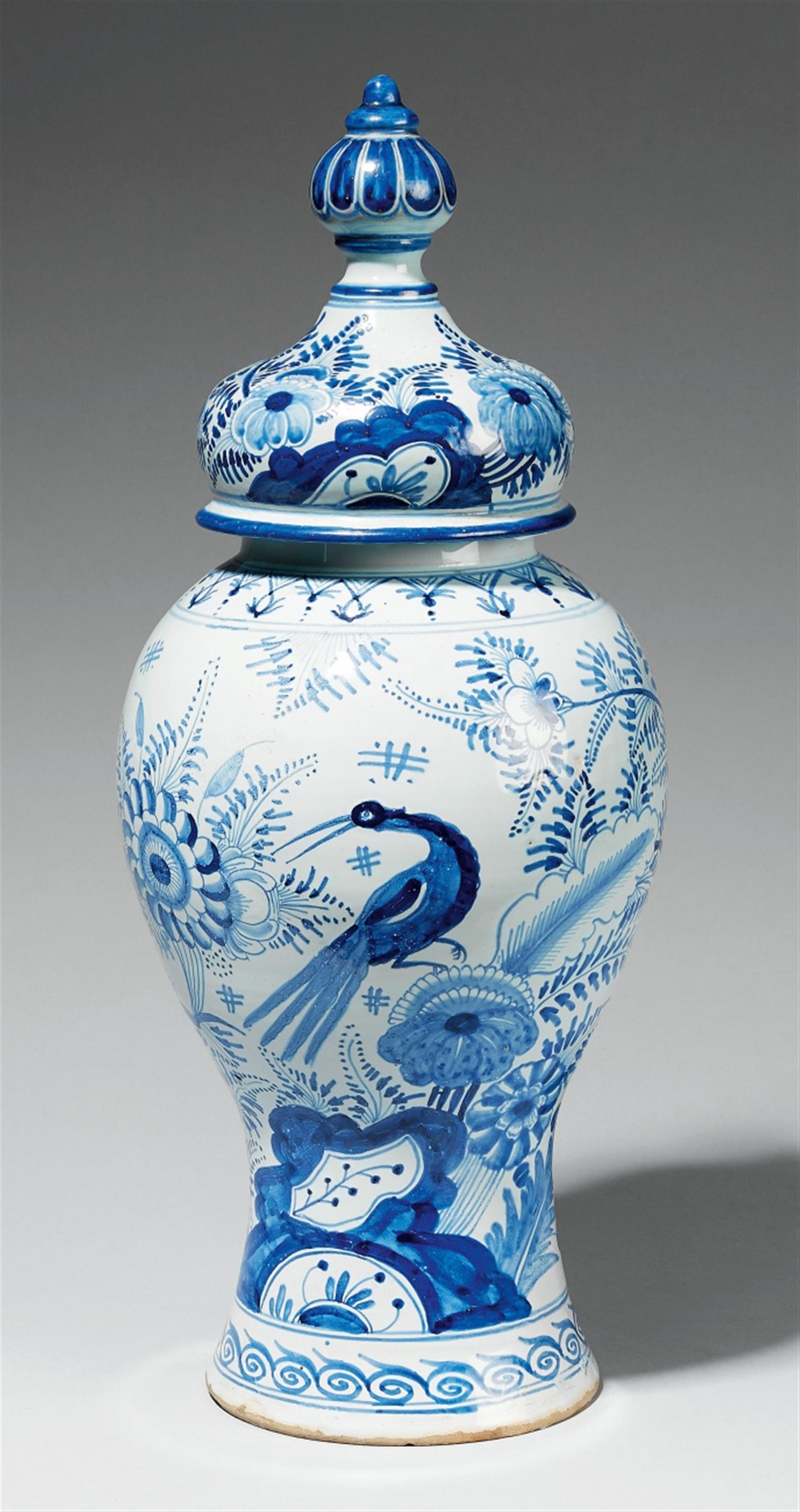 An Ansbach faience vase and cover - image-1