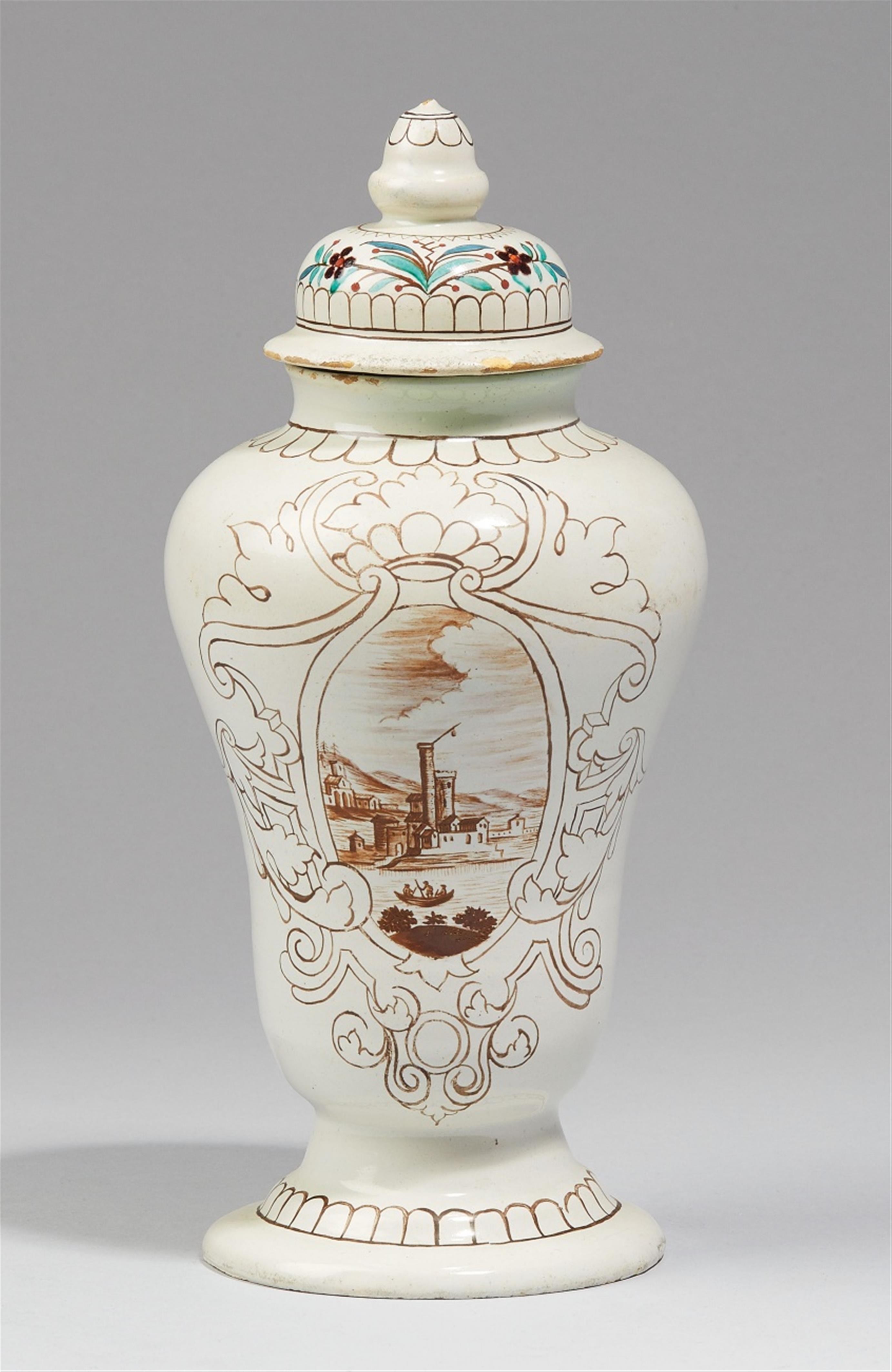 A rare Brunswick faience vase and cover - image-2