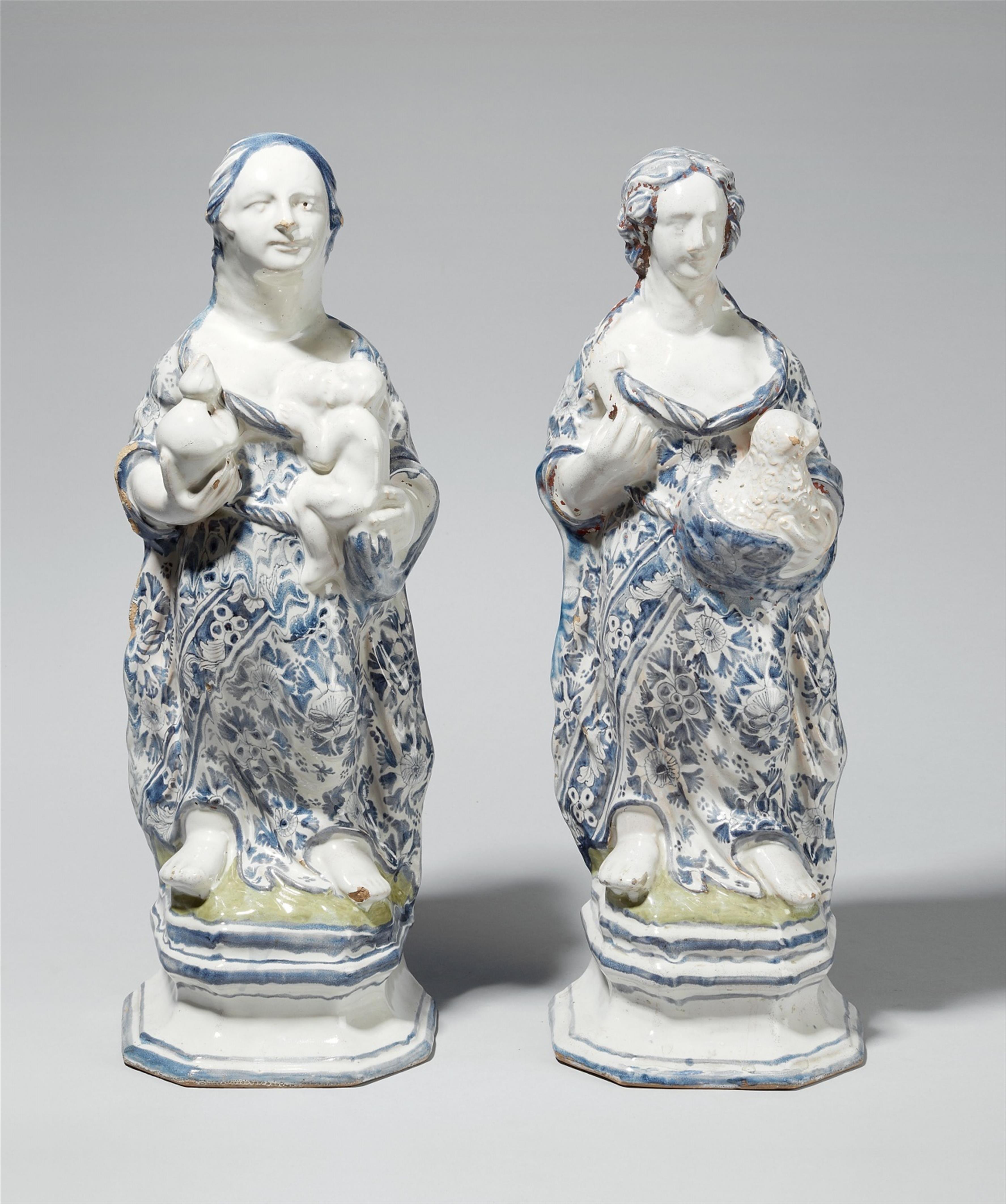 Two allegorical German faience figures of Caritas and Fides - image-1