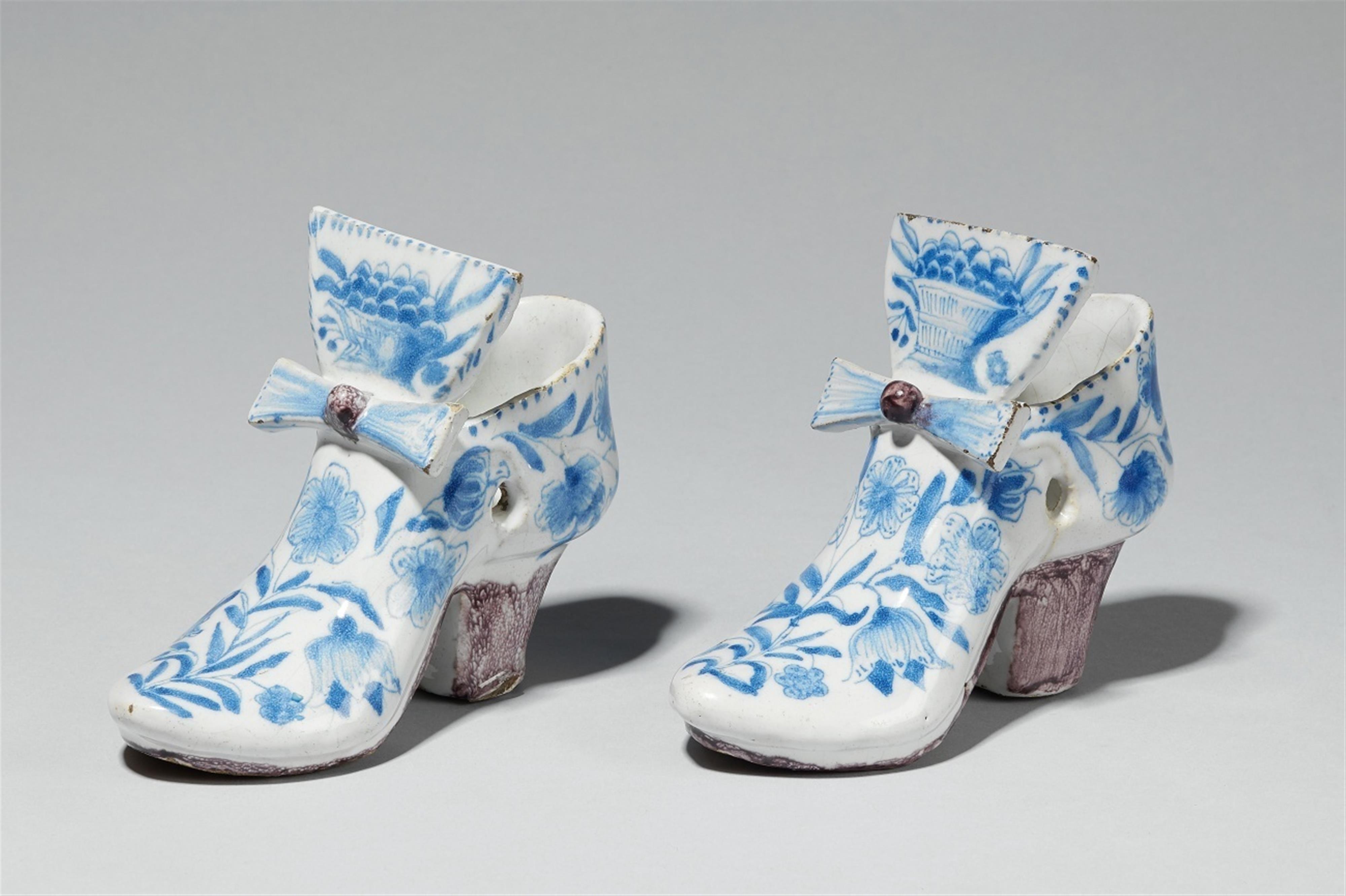 A pair of rare Dutch faience slippers. - image-1