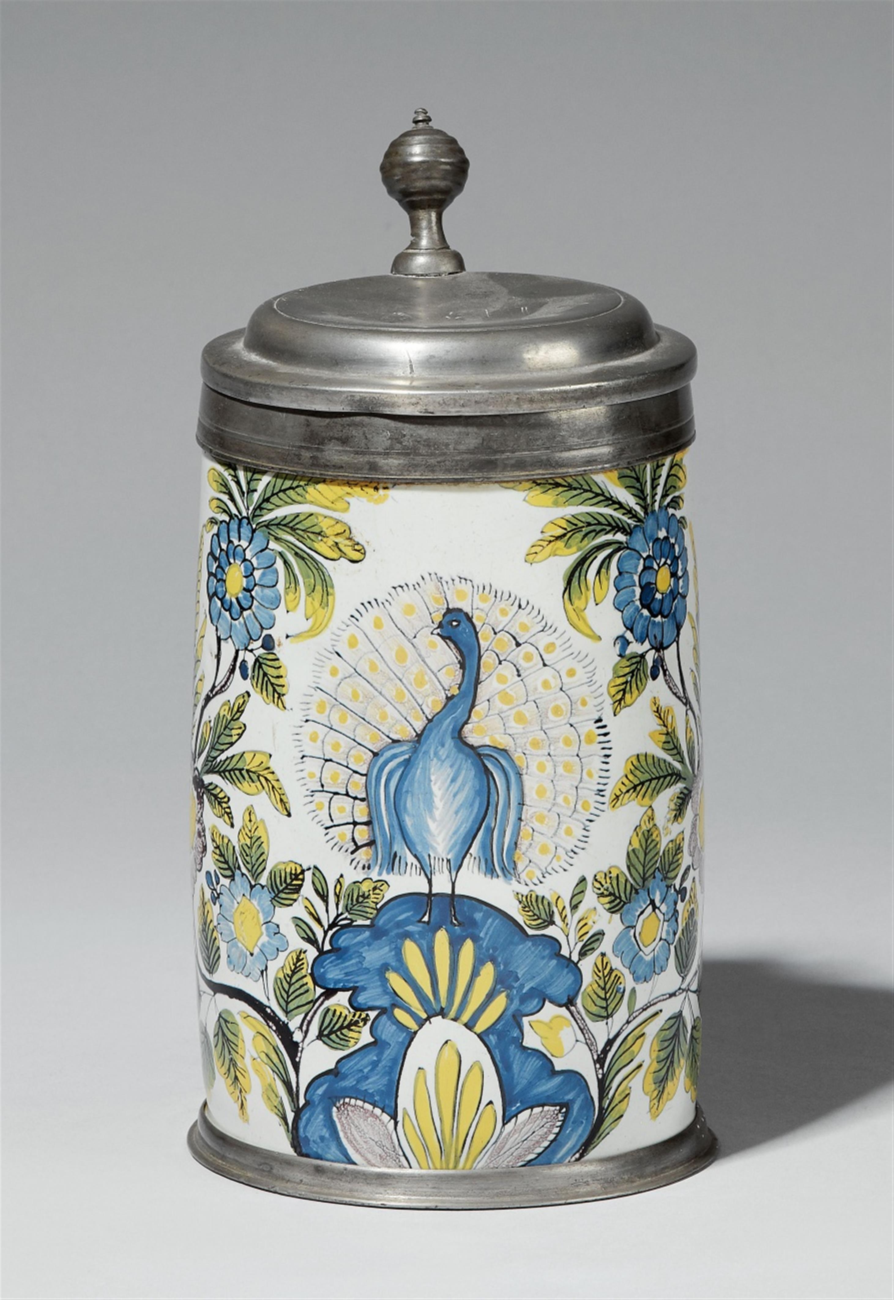 A pewter-mounted faience tankard - image-1