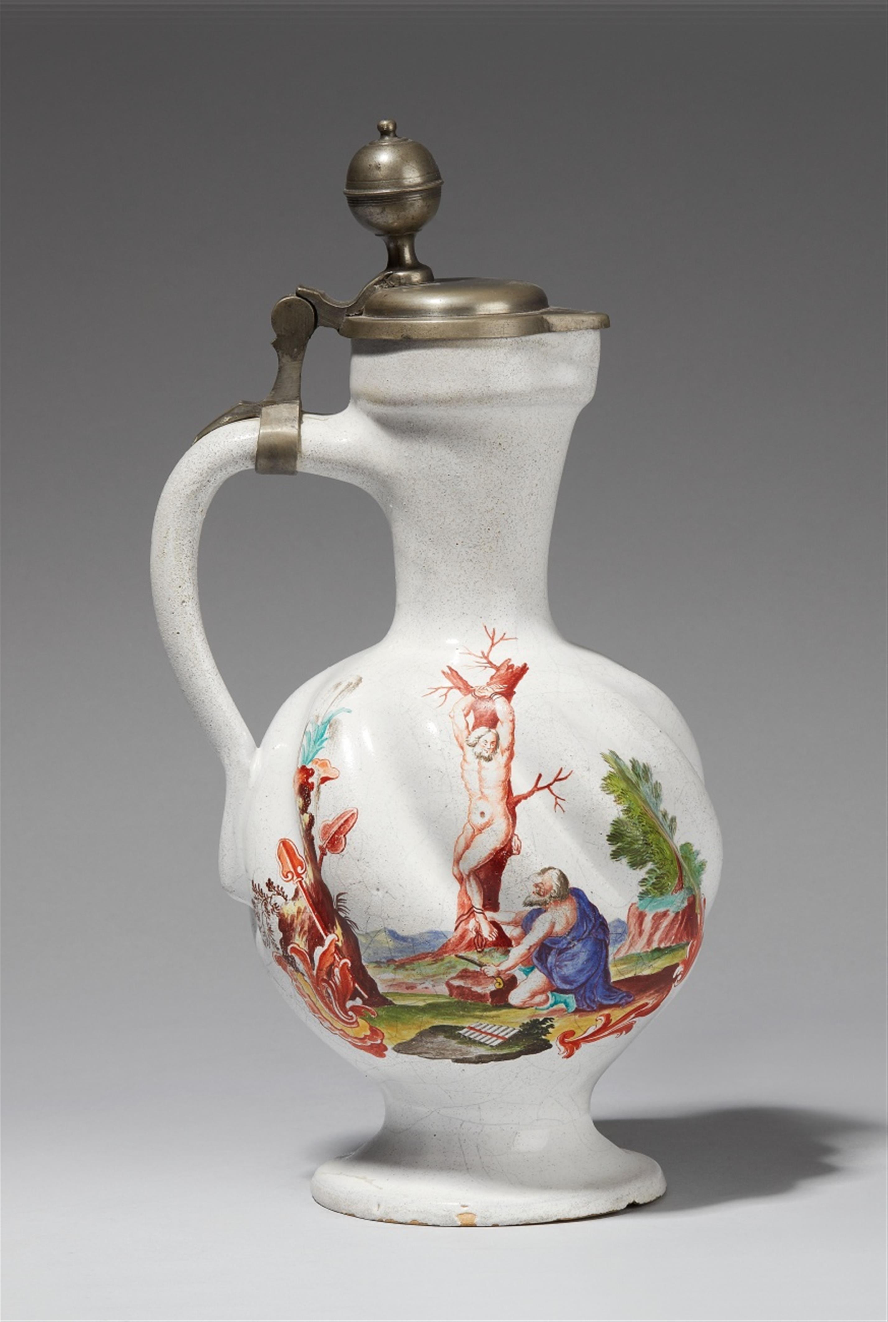 A South German faience jug with "hausmaler" decor - image-1
