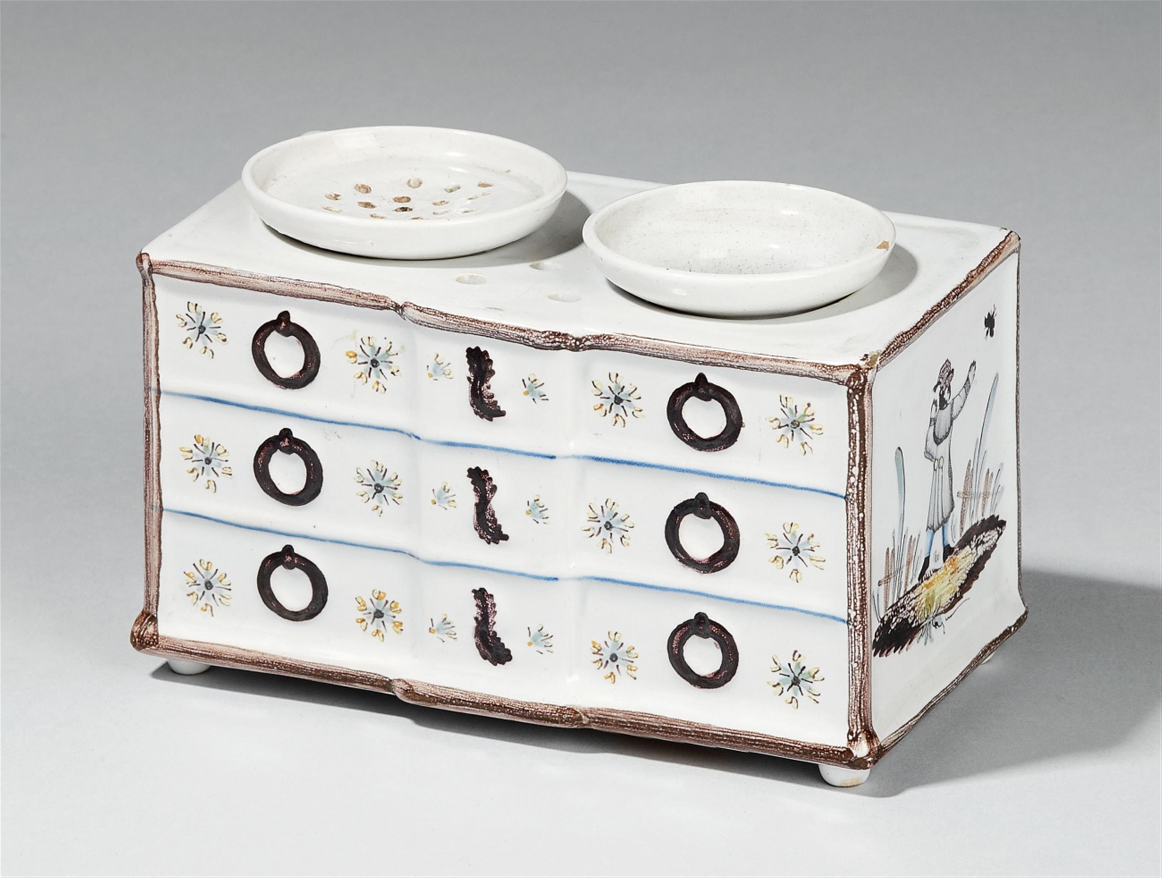 A Kelsterbach faience writing set formed as a chest of drawers - image-1
