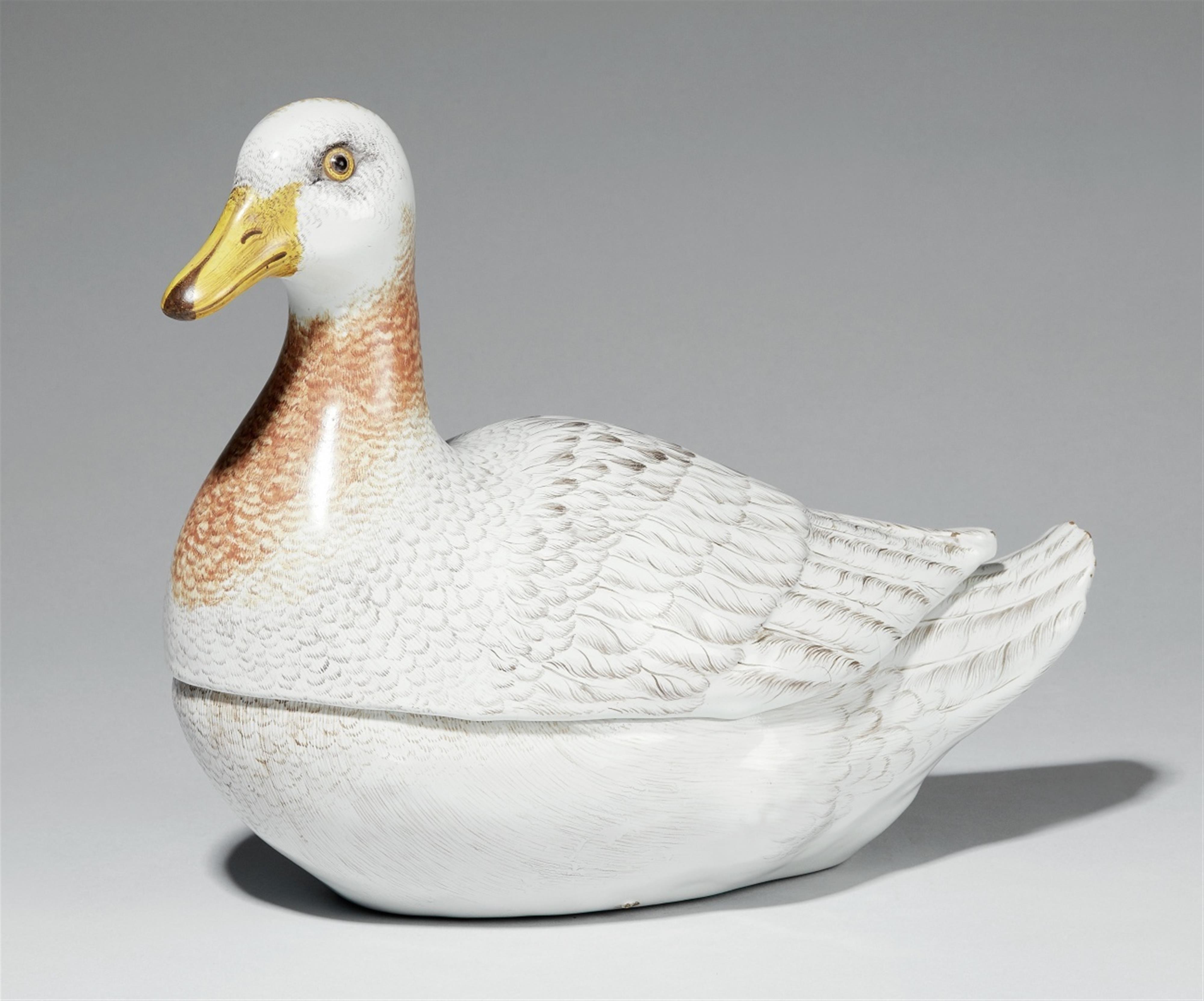 A rare Continental faience duck tureen and cover - image-1