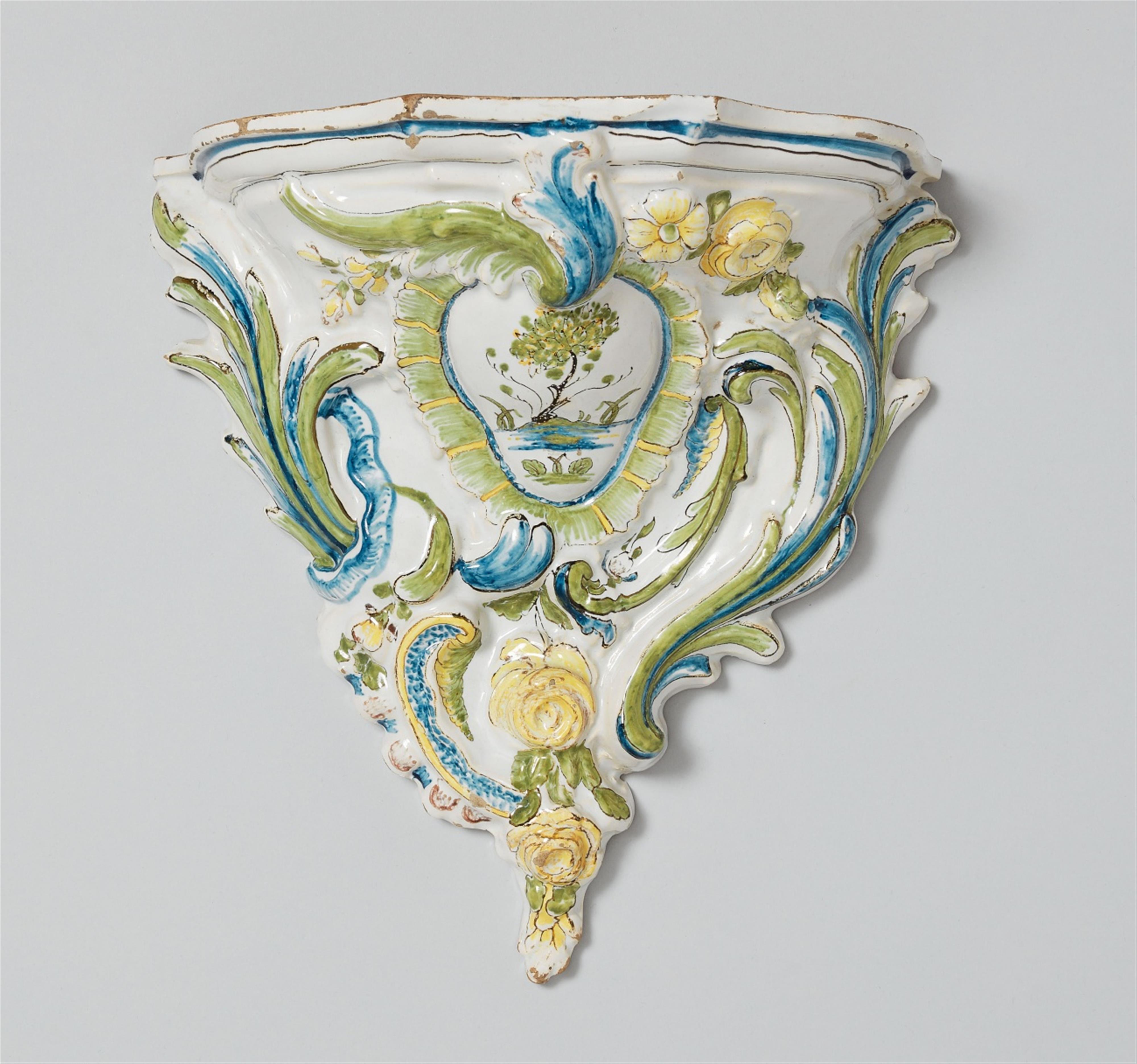 A Baroque faience wall bracket with relief decor - image-1