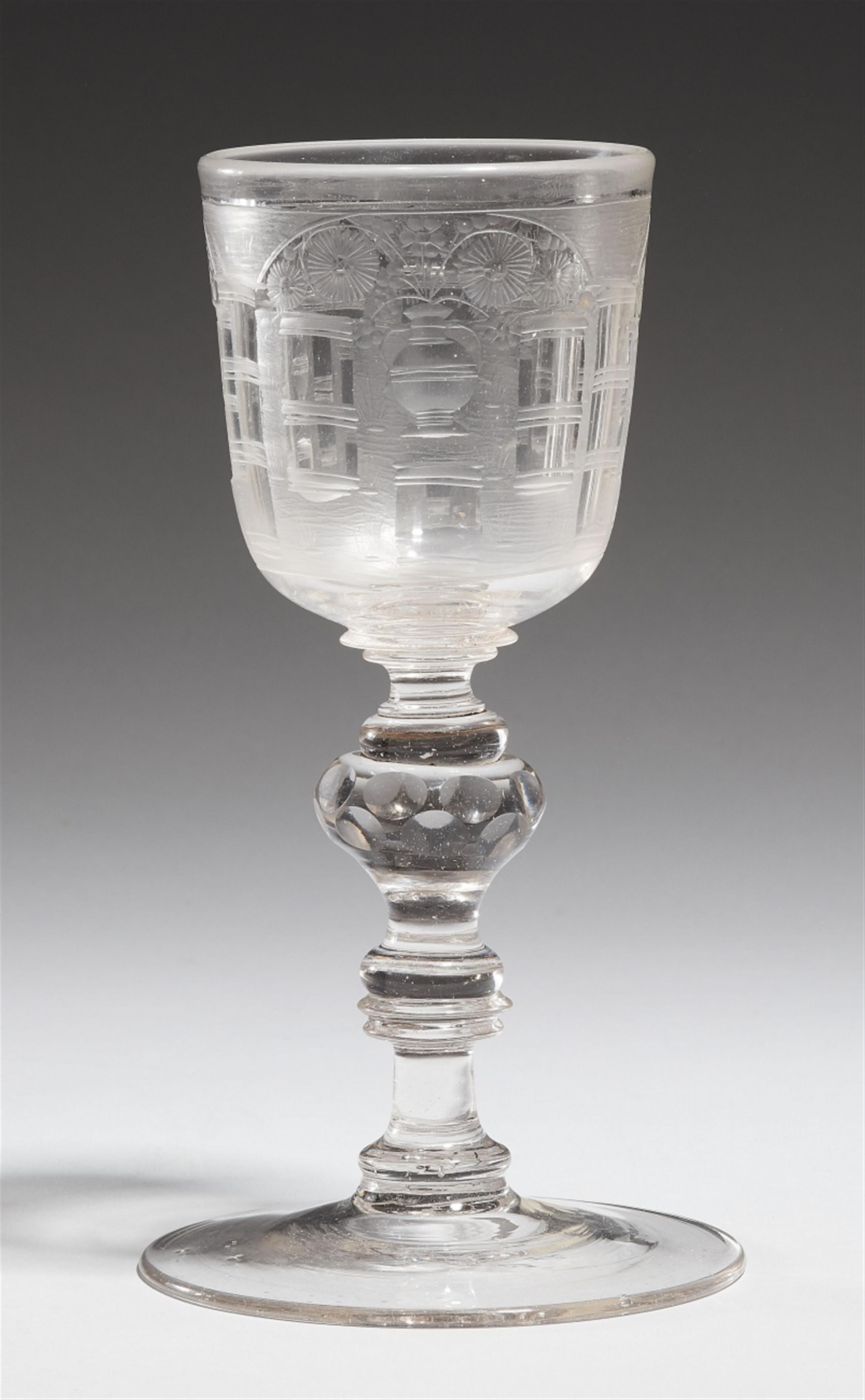 A Bohemian glass goblet with floral decor - image-1