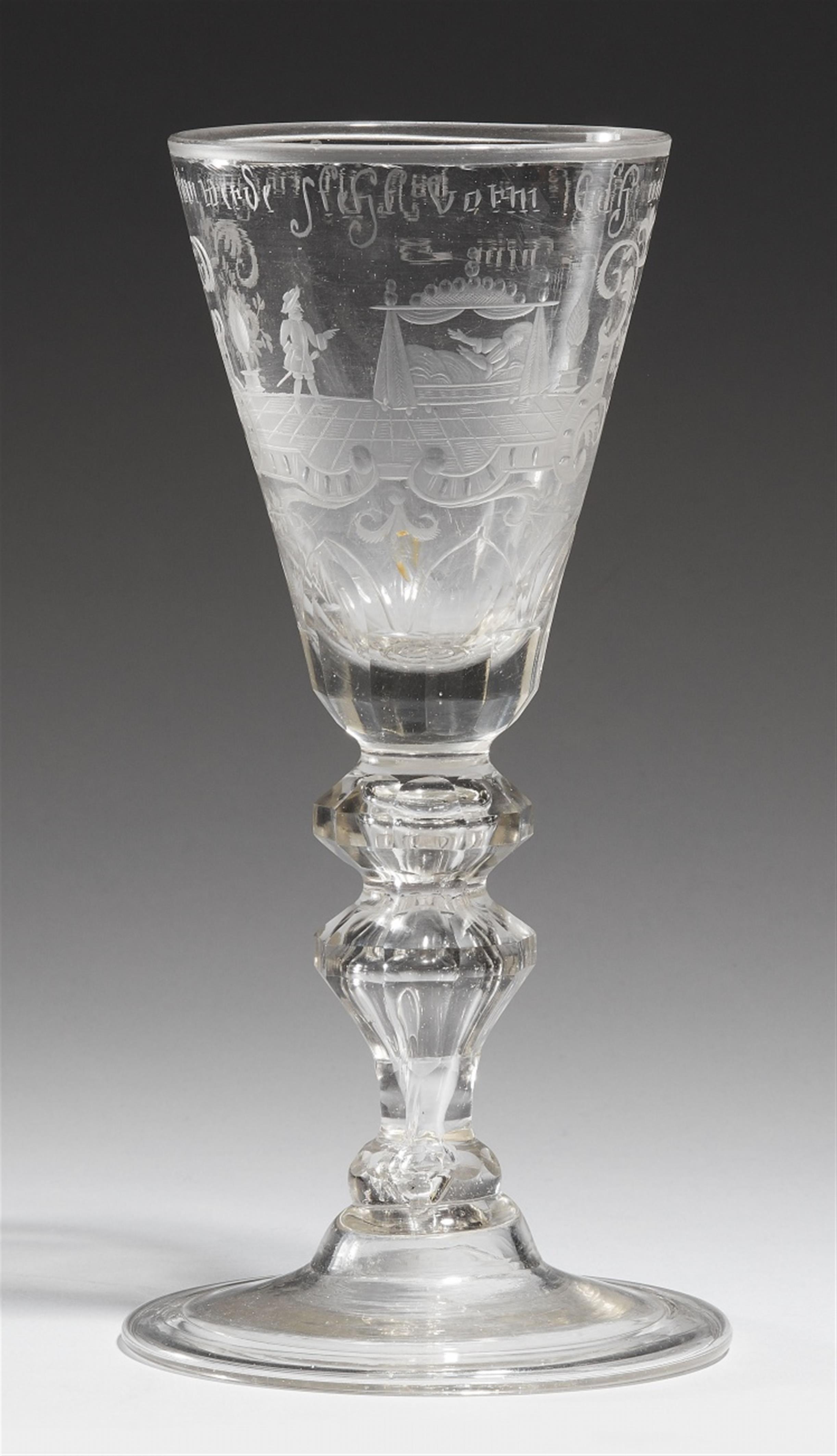 A Saxon glass goblet with an erotic scene - image-1
