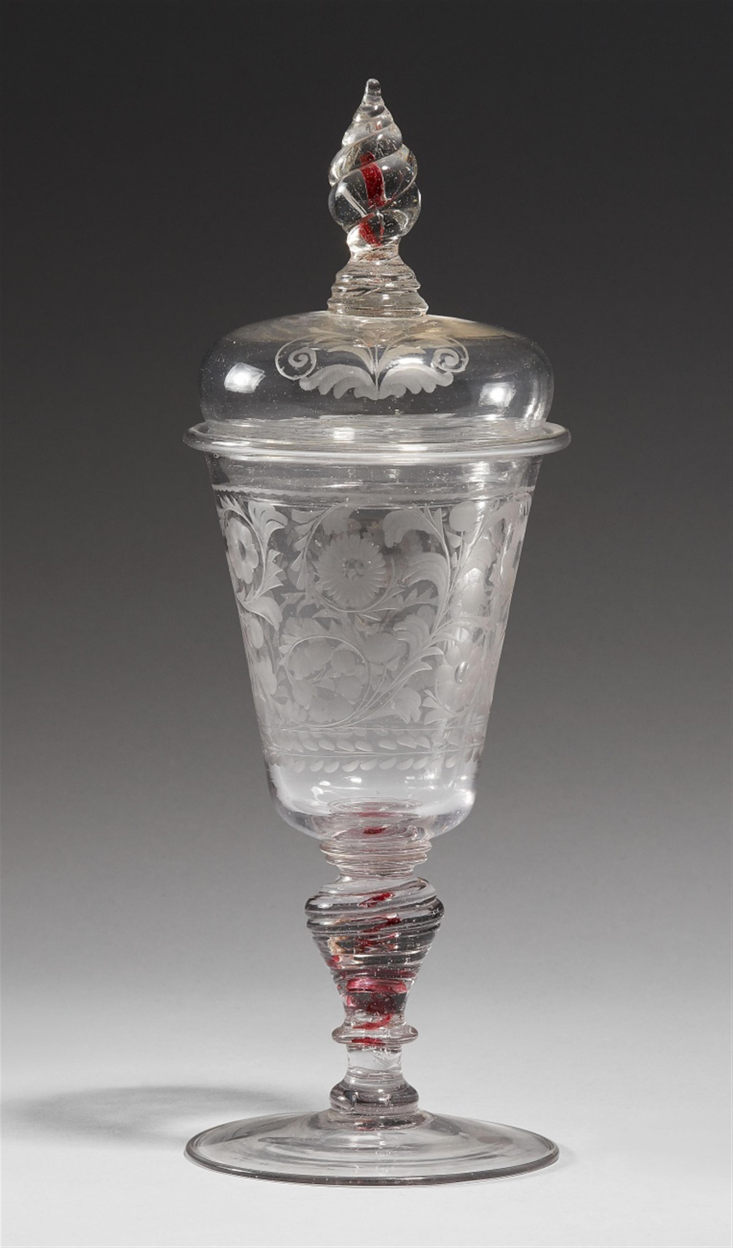 A baroque Bohemian glass goblet and cover - image-1