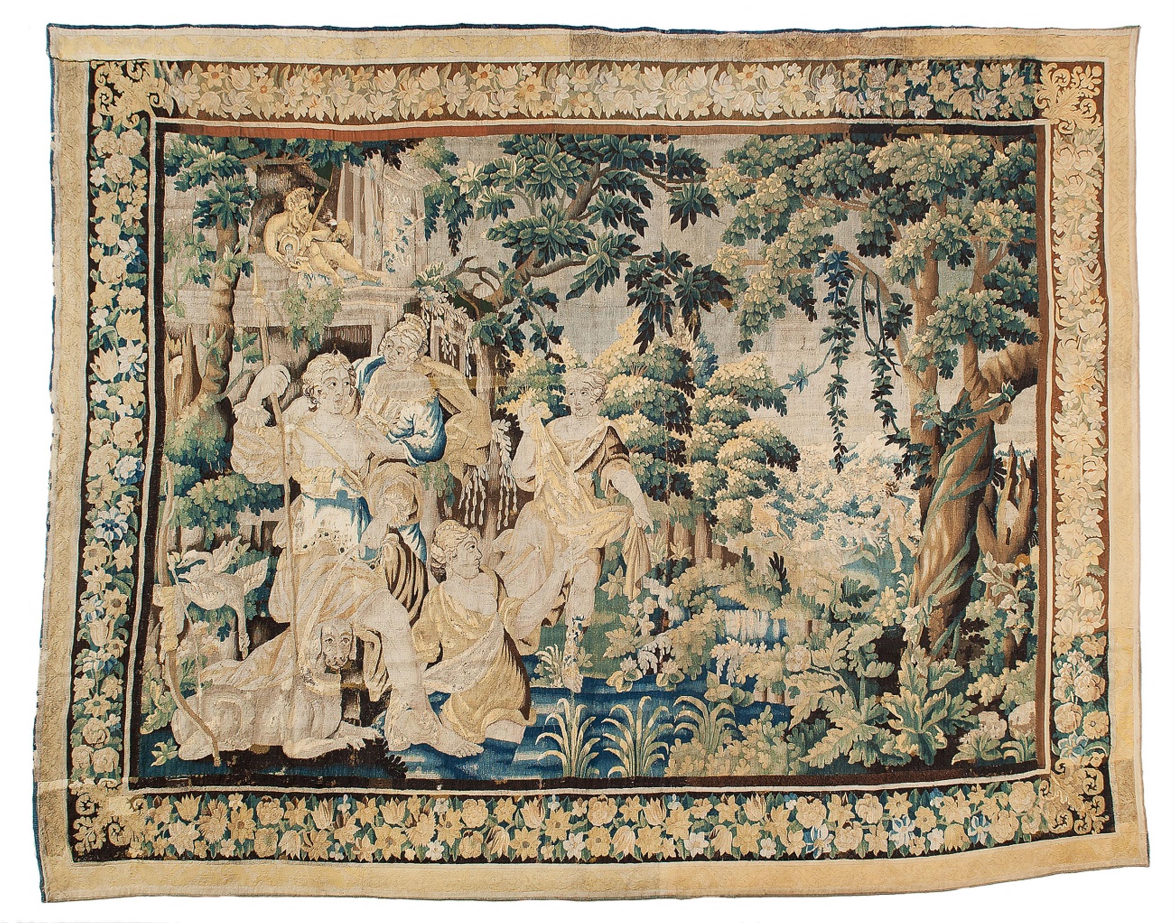An Aubusson wool and silk tapestry depicting Diana and Acteon - image-1