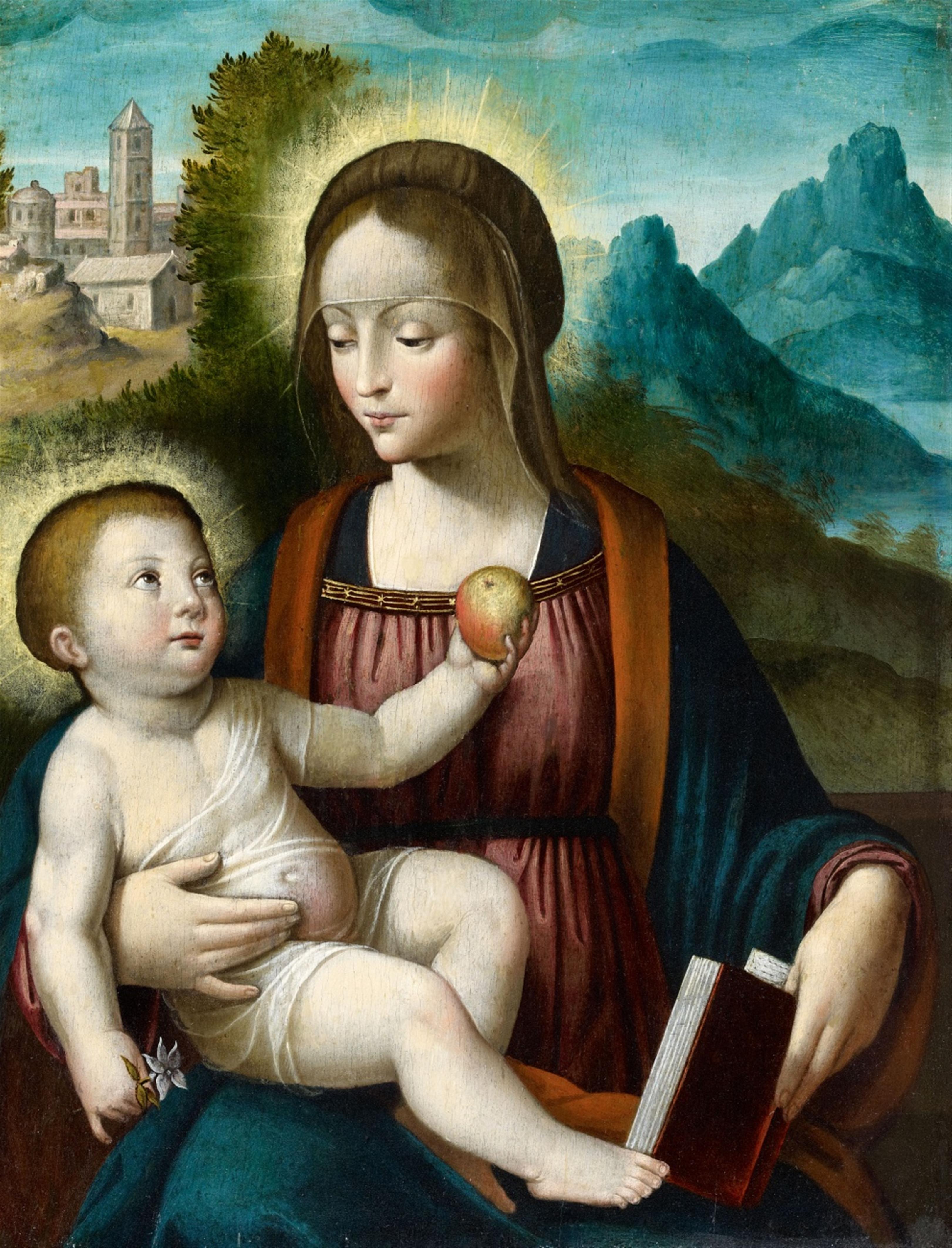 Norditalienischer Meister des 16. Jahrhunderts - Madonna mit Kind vor Landschaft - image-1