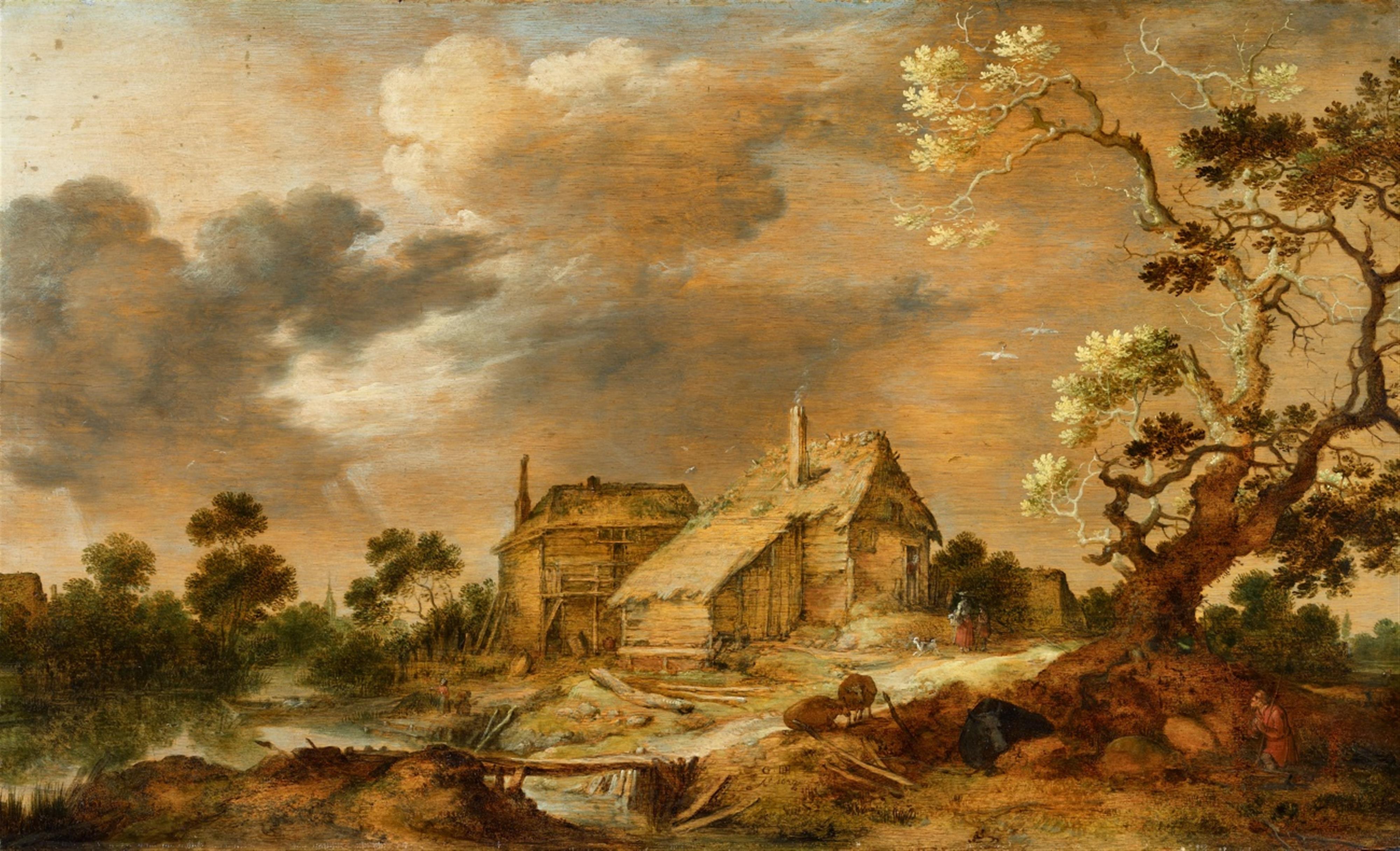 Gillis de Hondecoeter - Landscape with a Farmhouse - image-1