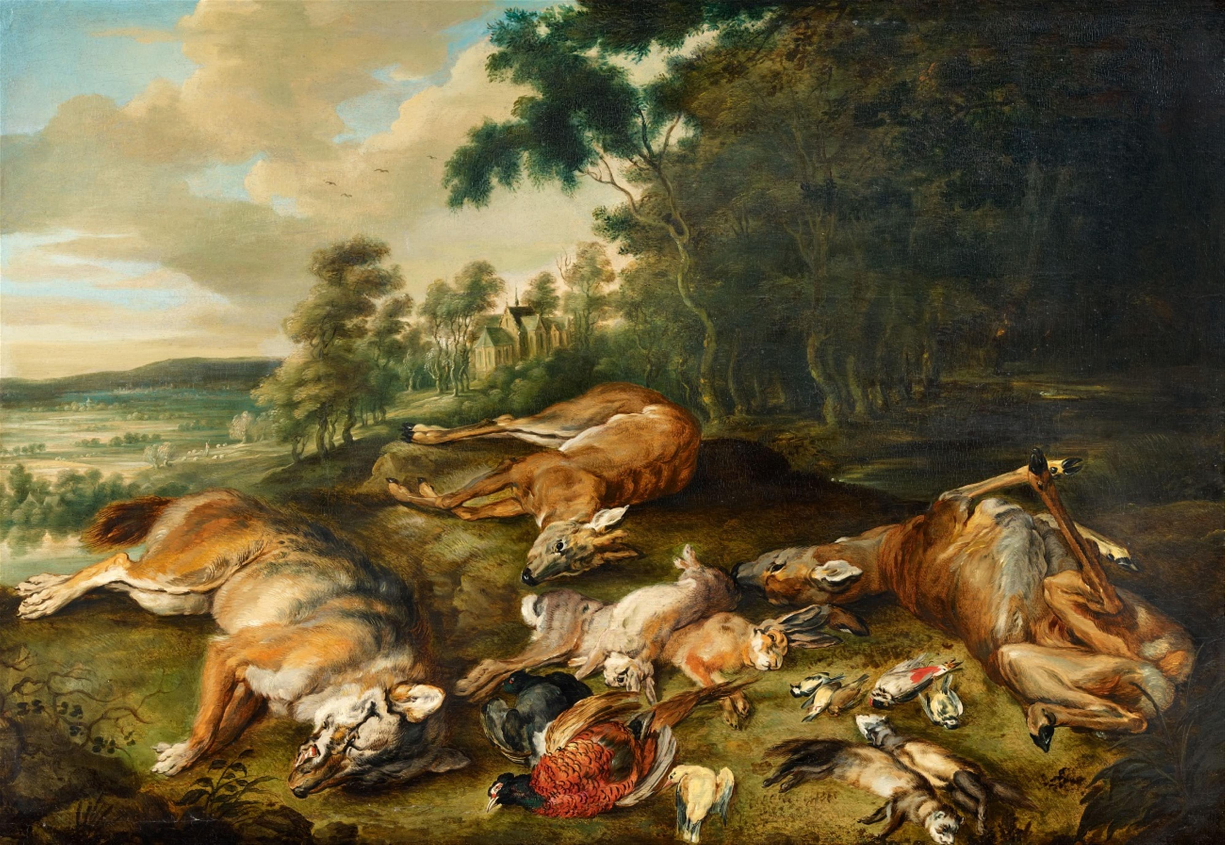 Jan Brueghel d. J.
Lucas van Uden - Bewaldete Landschaft mit erlegten Tieren - image-1