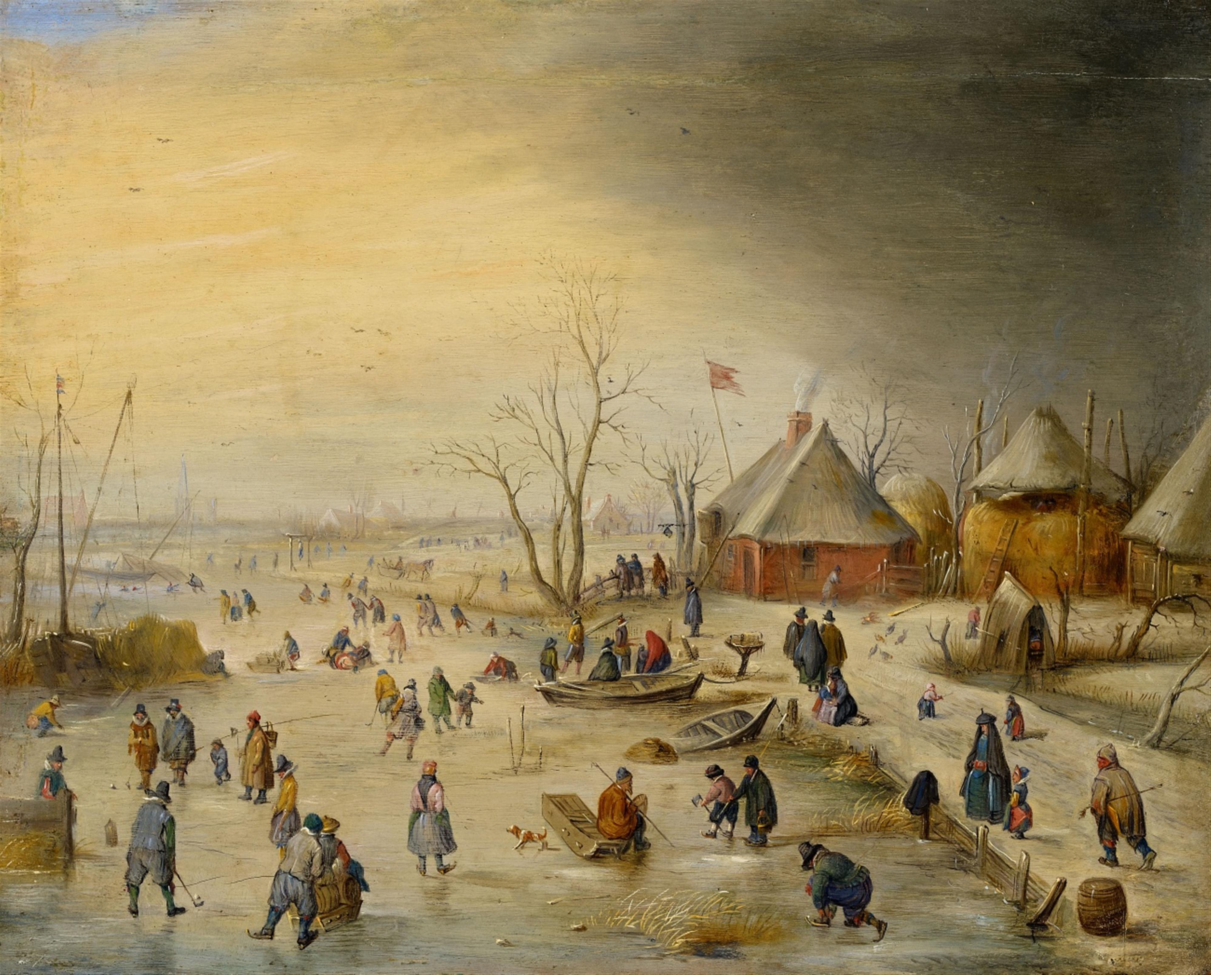 Hendrick Avercamp, follower of - Winter Landscape with Ice Skaters - image-1