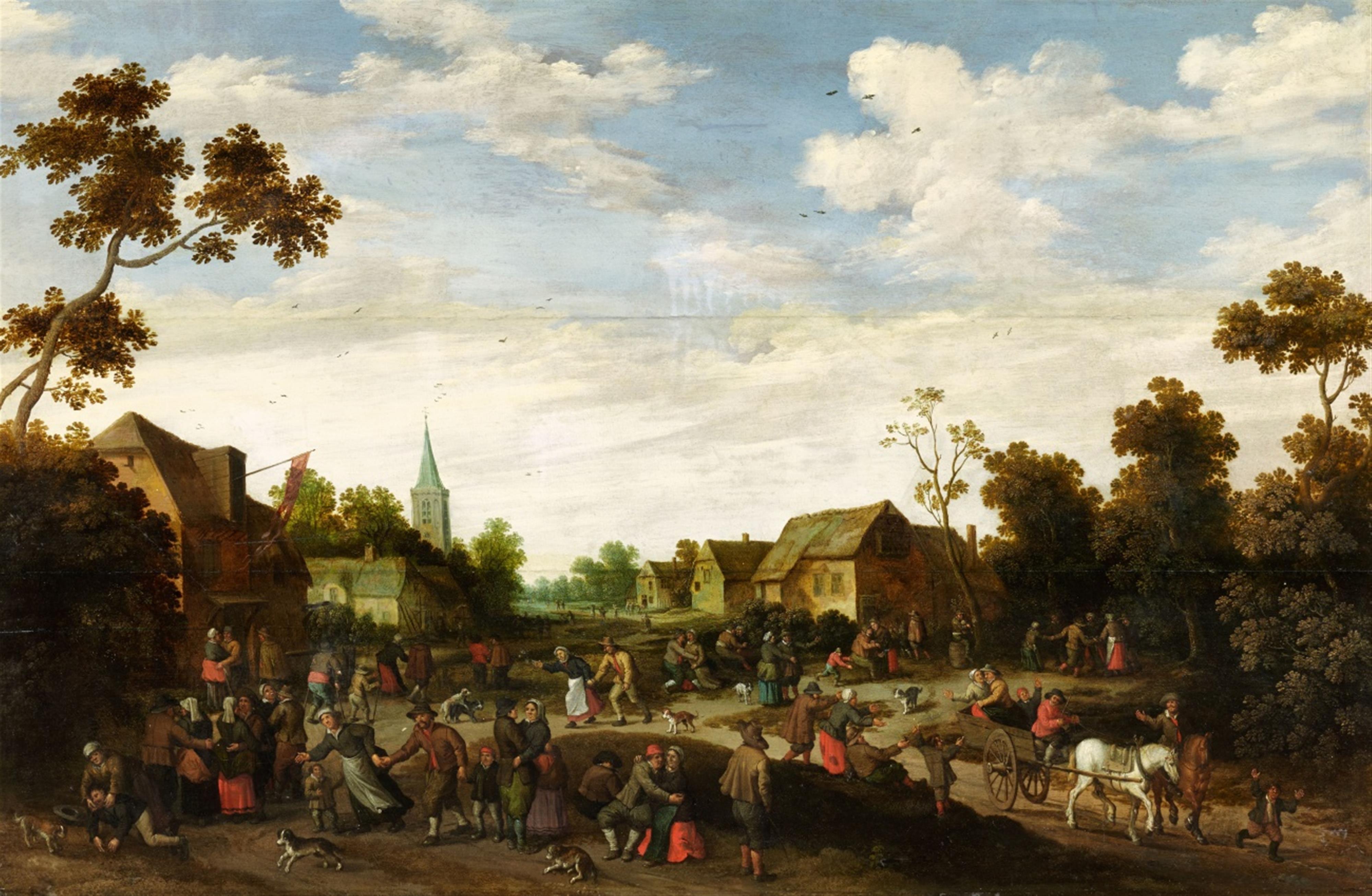 Cornelis Droochsloot - Dorflandschaft mit Bauernfest - image-1
